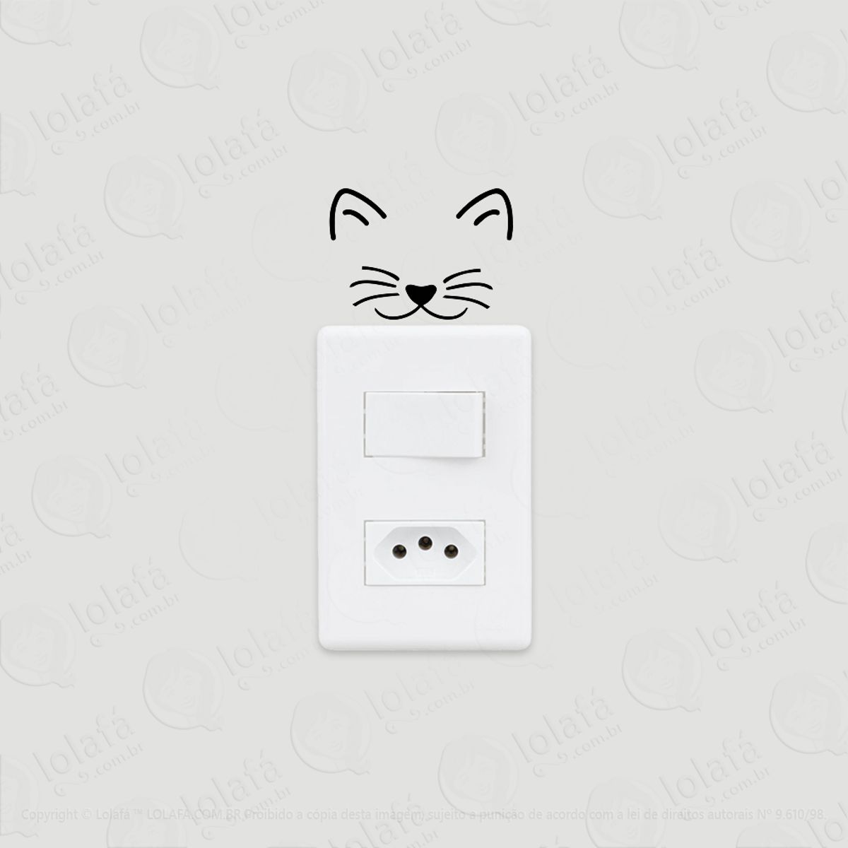 2 Adesivos De Interruptor Luz E Tomada Gato Sorrindo Mod:1
