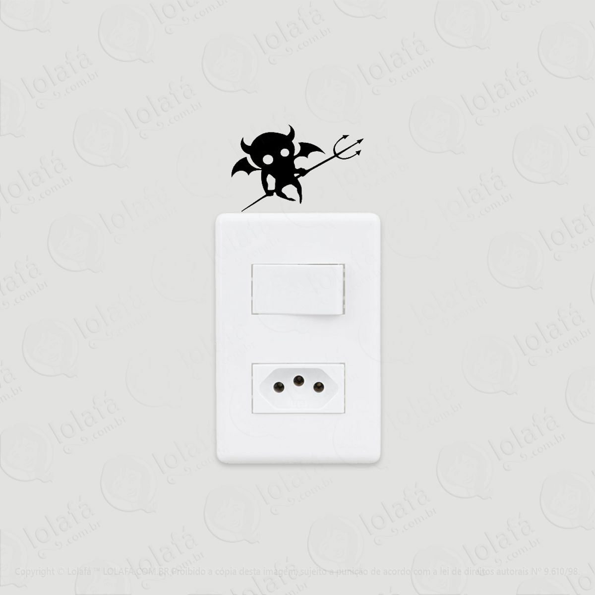 2 Adesivos De Interruptor Luz E Tomada Diabinho Alado Mod:6