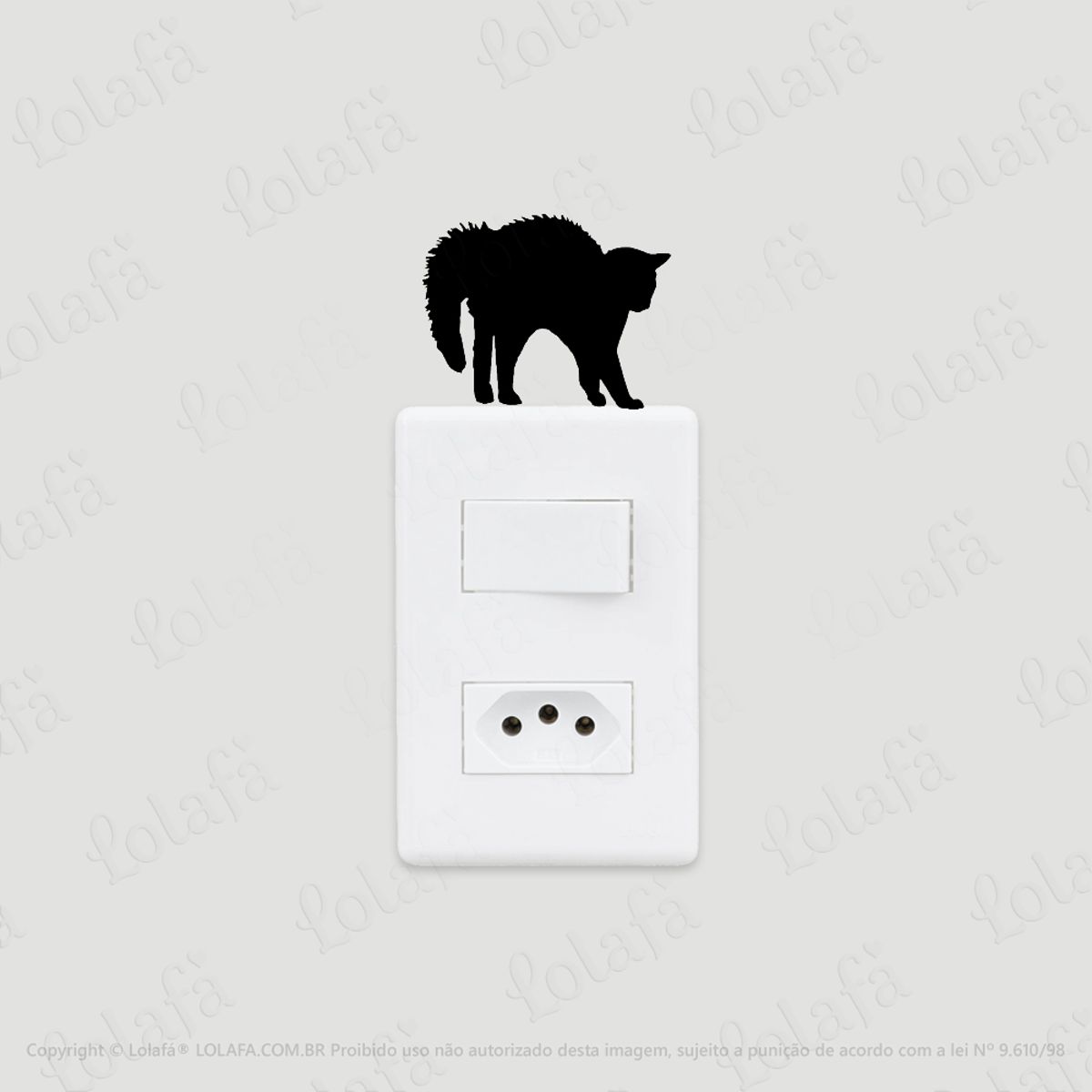 2 Adesivos De Interruptor Luz E Tomada Gato Arrepiado Mod:7