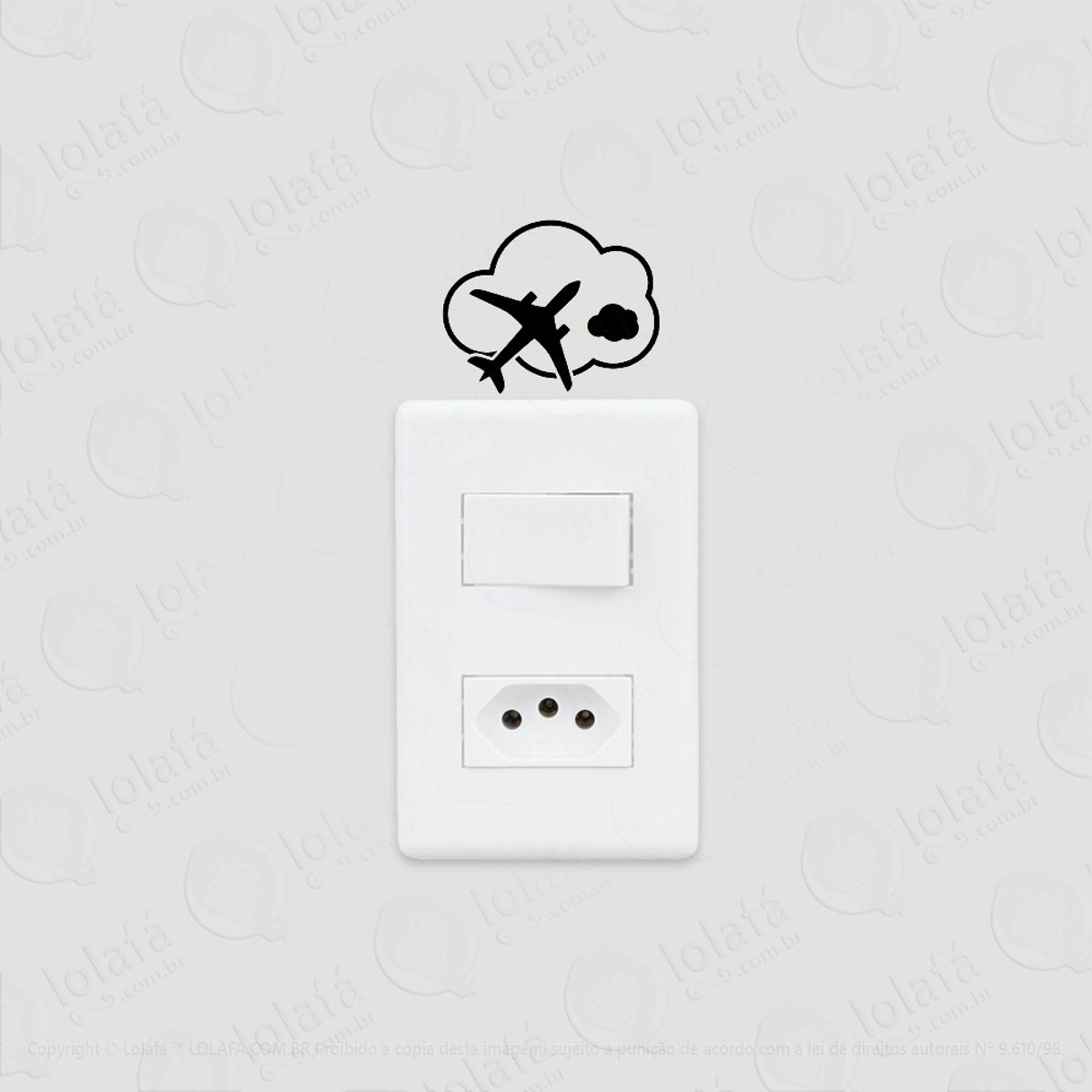 2 Adesivos De Interruptor Luz E Tomada Aeronave No Céu Mod:10