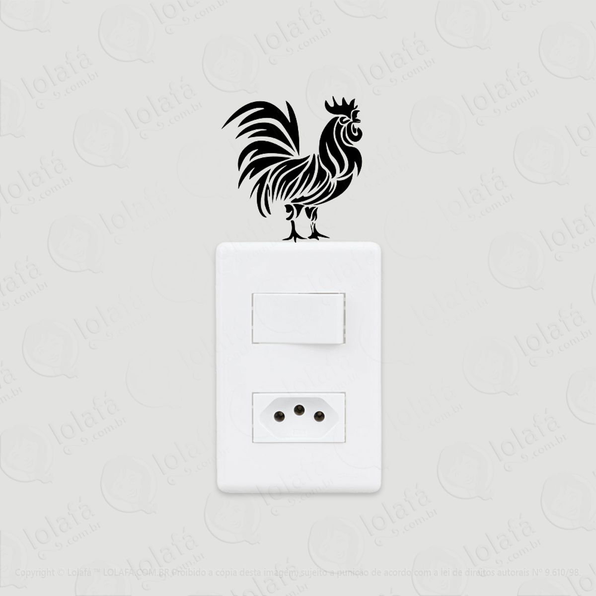 2 Adesivos De Interruptor Luz E Tomada Ave Galo Tribal Mod:20
