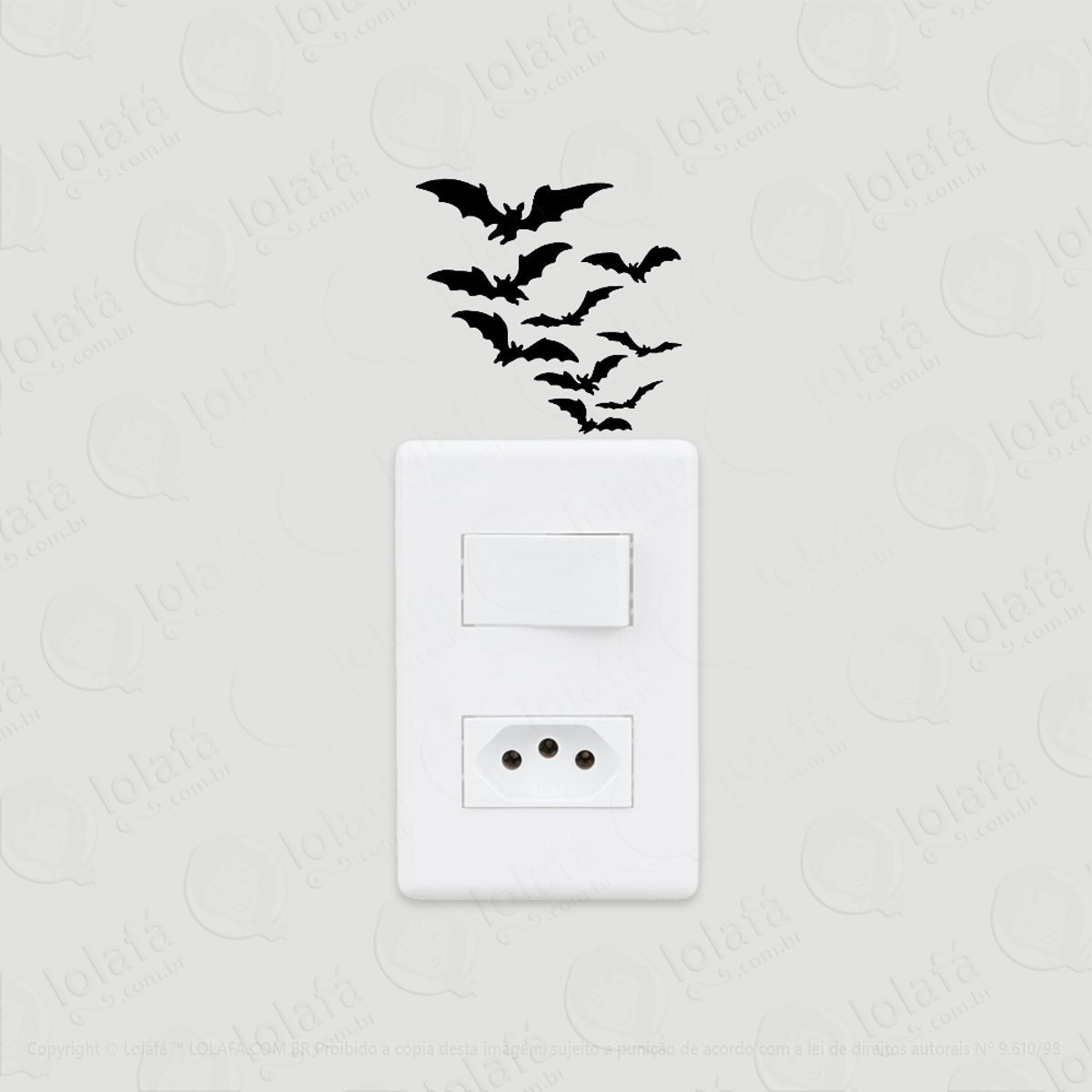 2 Adesivos De Interruptor Luz E Tomada Revoada De Morcegos Mod:21
