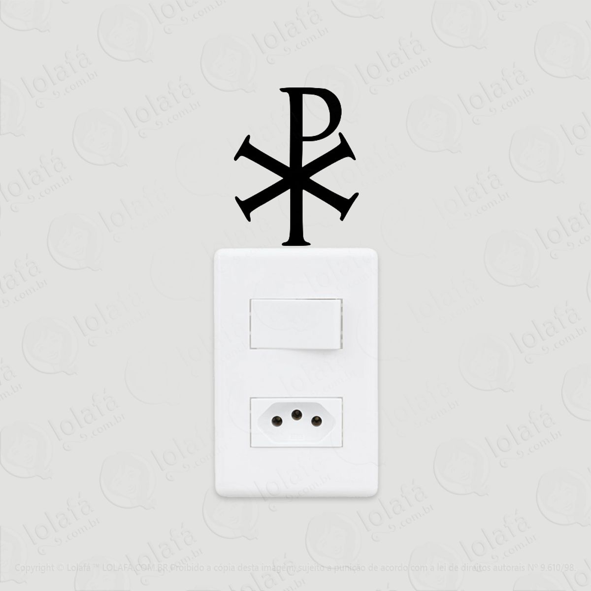 2 Adesivos De Interruptor Luz E Tomada Chi Rho Cristão Mod:30