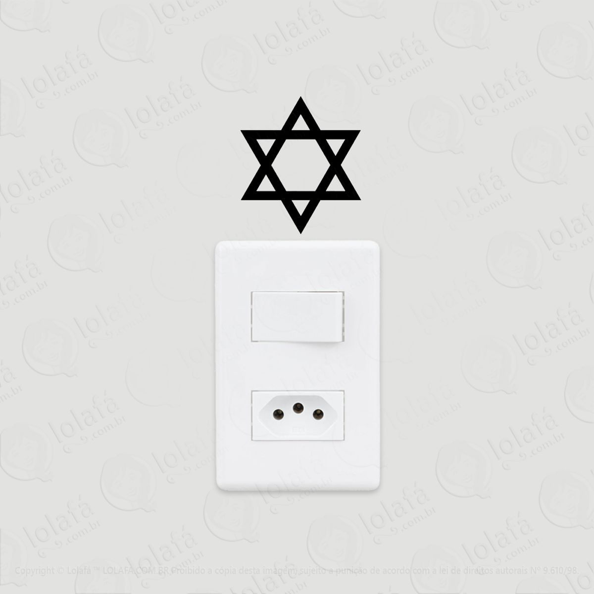 2 Adesivos De Interruptor Luz E Tomada Estrela De Davi Mod:36