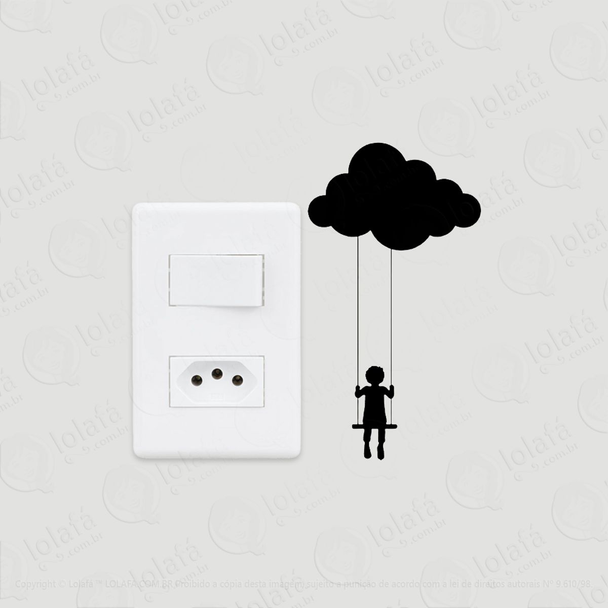 2 Adesivos Interruptor Luz Tomada Menino Balanço Nas Nuvens Mod:38