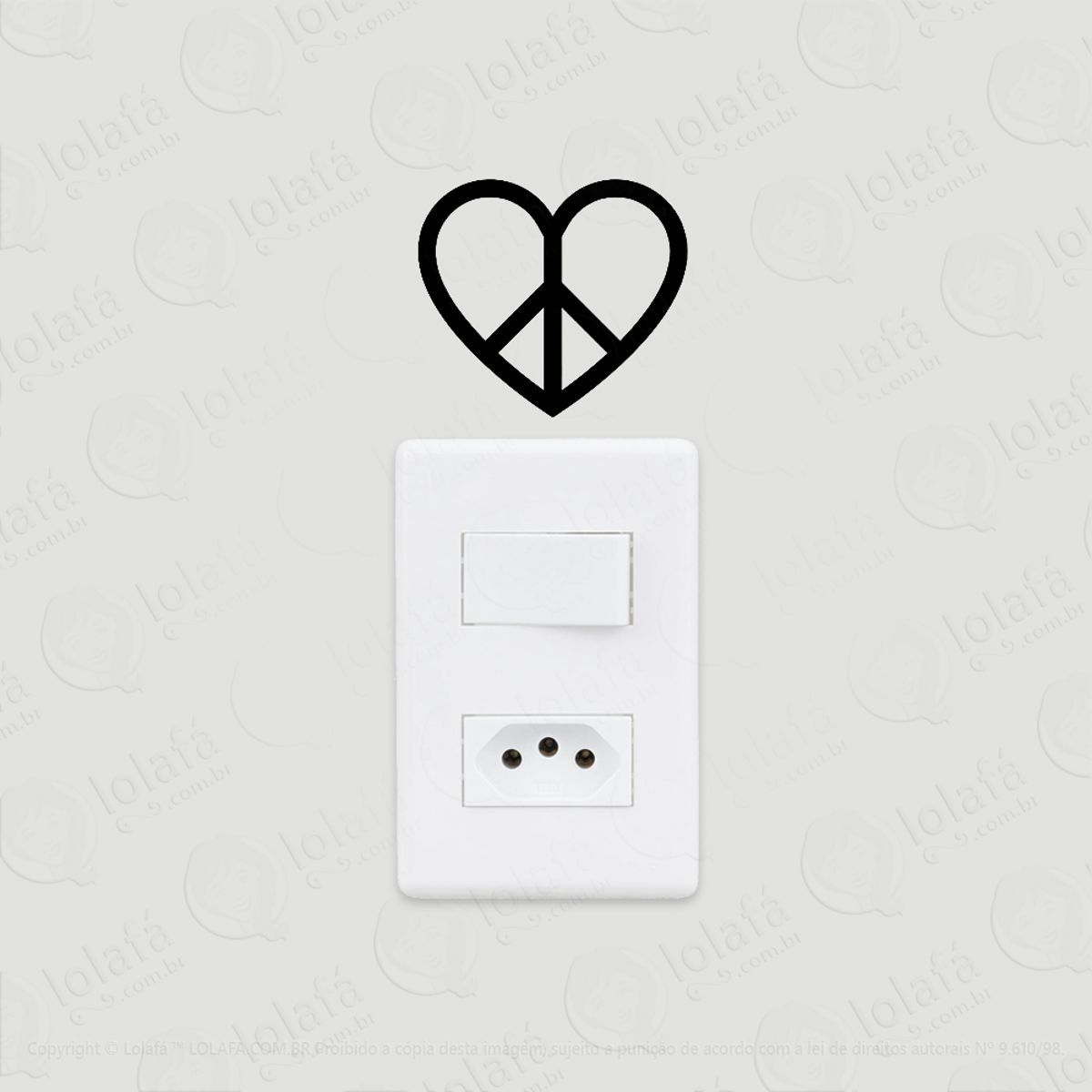 2 Adesivos De Interruptor Luz E Tomada Síombolo Paz E Amor Mod:46