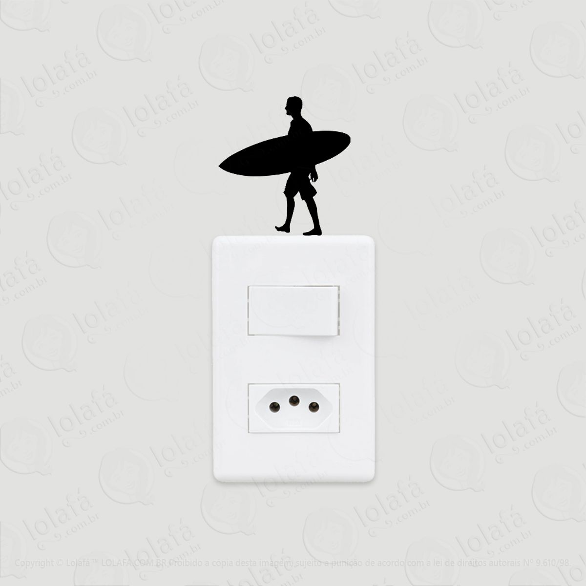 2 Adesivos De Interruptor Luz E Tomada Surfista Com Prancha Mod:54