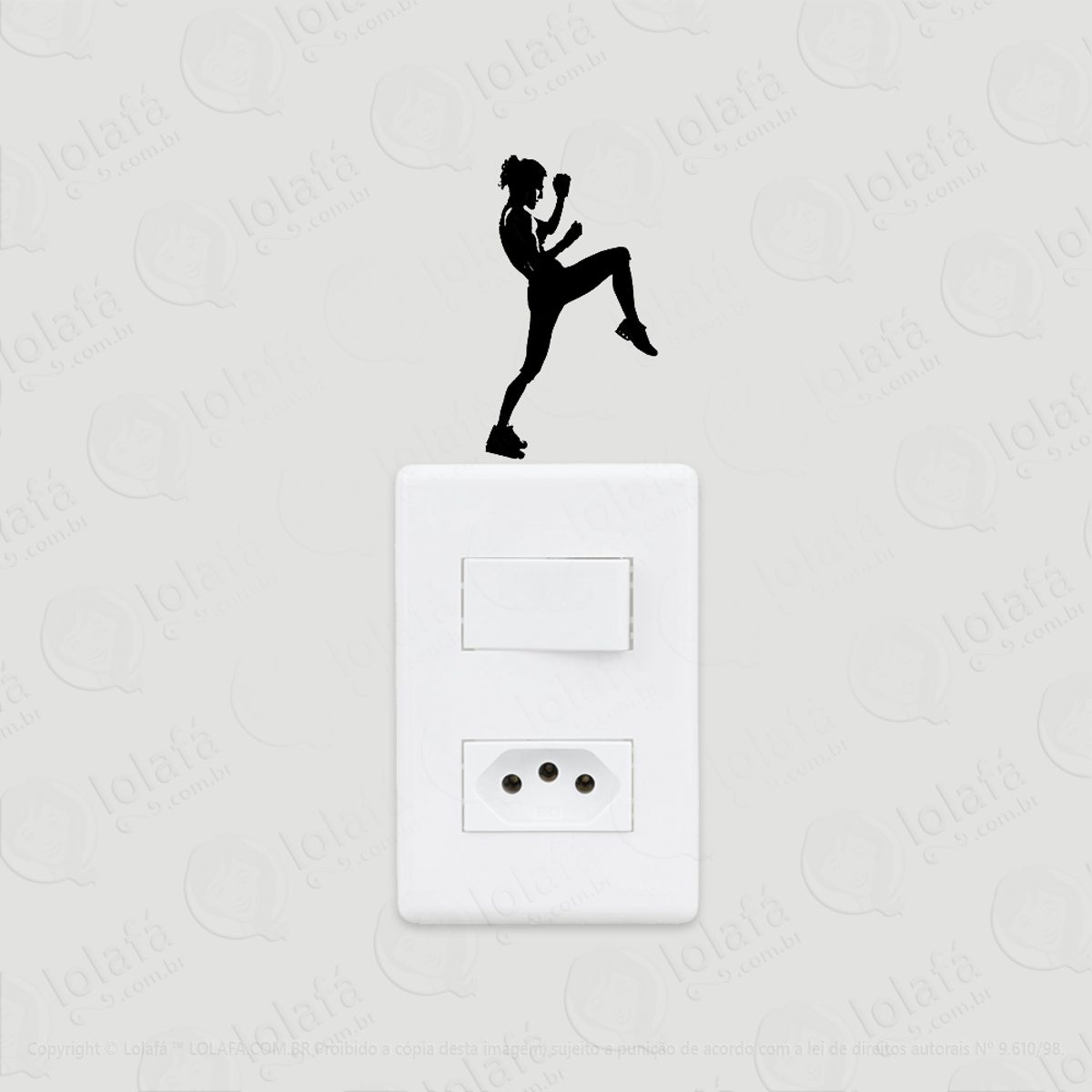 2 Adesivos De Interruptor Luz E Tomada Mulher Kickboxing Mod:55