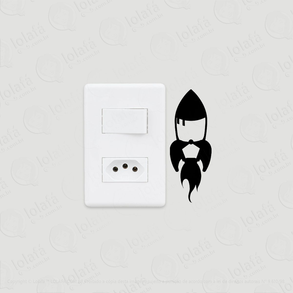 2 Adesivos De Interruptor Luz E Tomada Foguete Decolando Mod:58