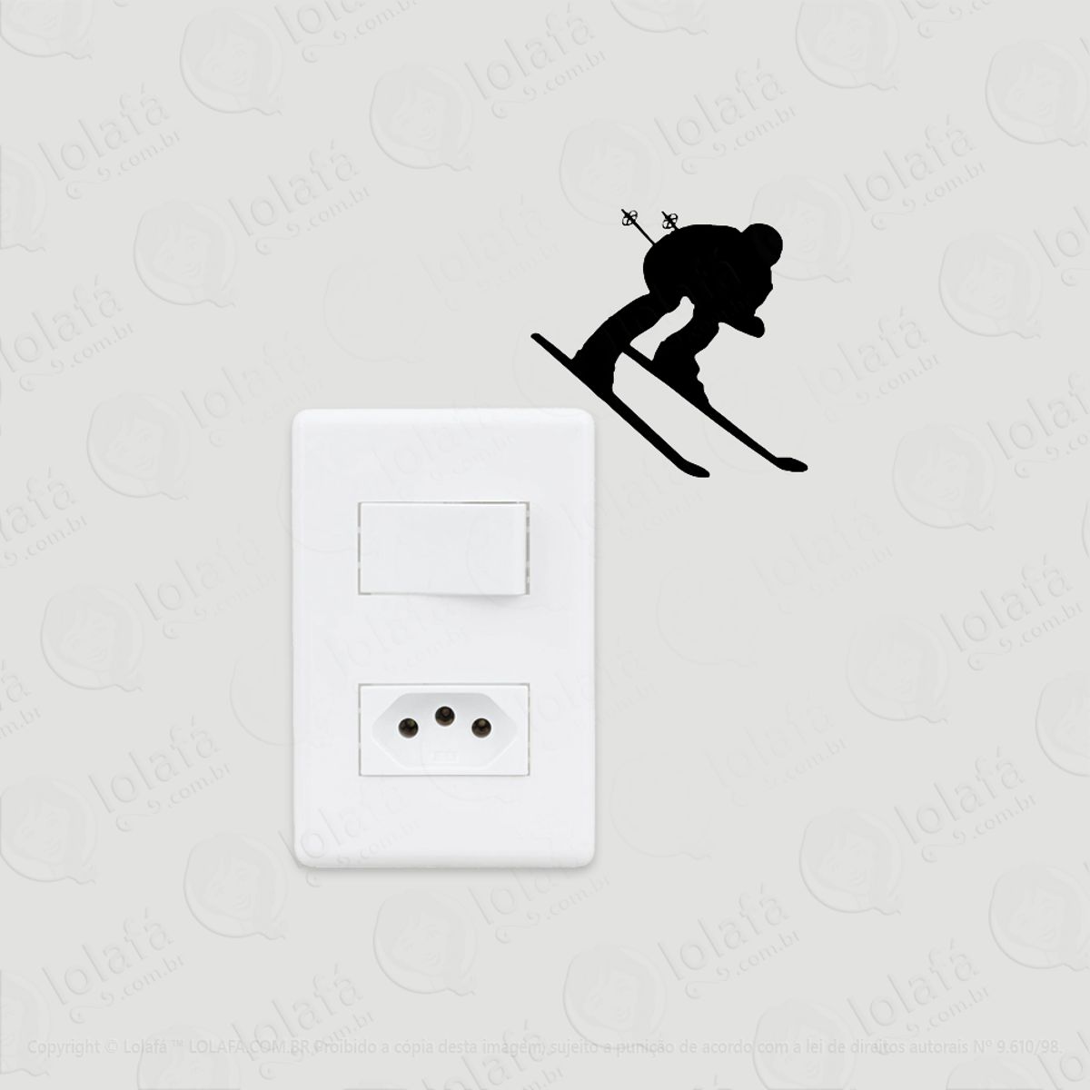 2 Adesivos De Interruptor Luz E Tomada Esquiador Esquiando Mod:60