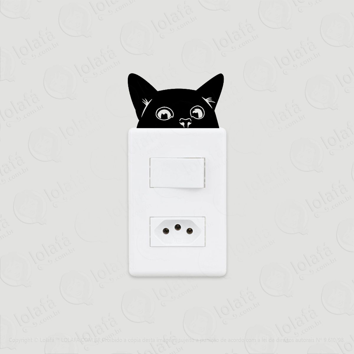 2 Adesivos De Interruptor Luz E Tomada Gatinho Curioso Mod:72