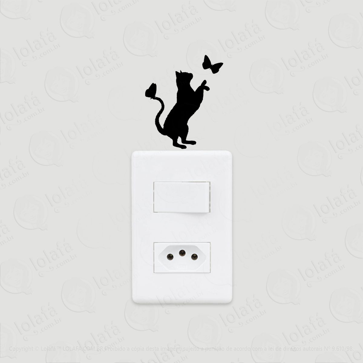 2 Adesivos De Interruptor Luz E Tomada Gatinha Brincando Mod:73