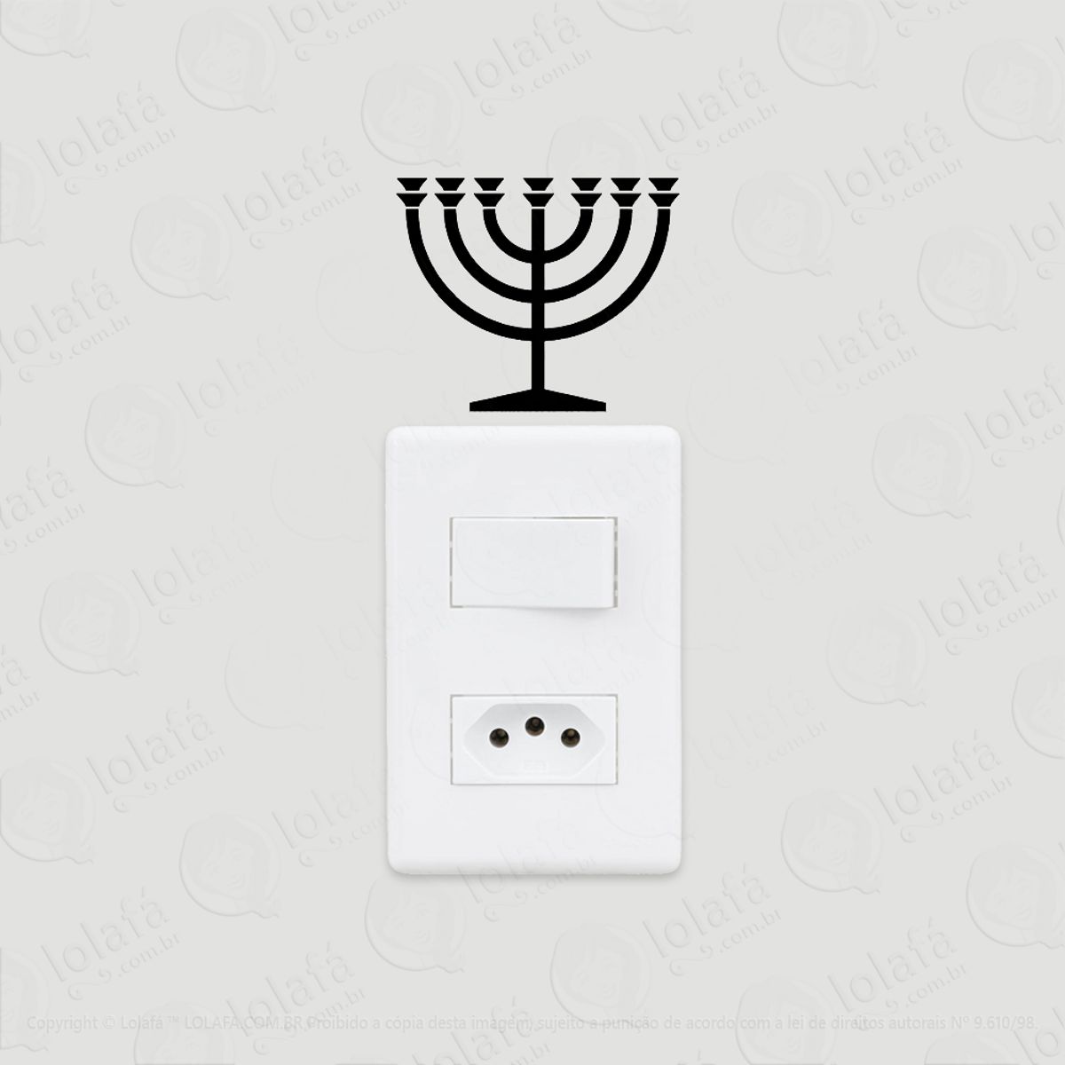 2 Adesivos De Interruptor Luz E Tomada Candelabro Menorah Mod:124