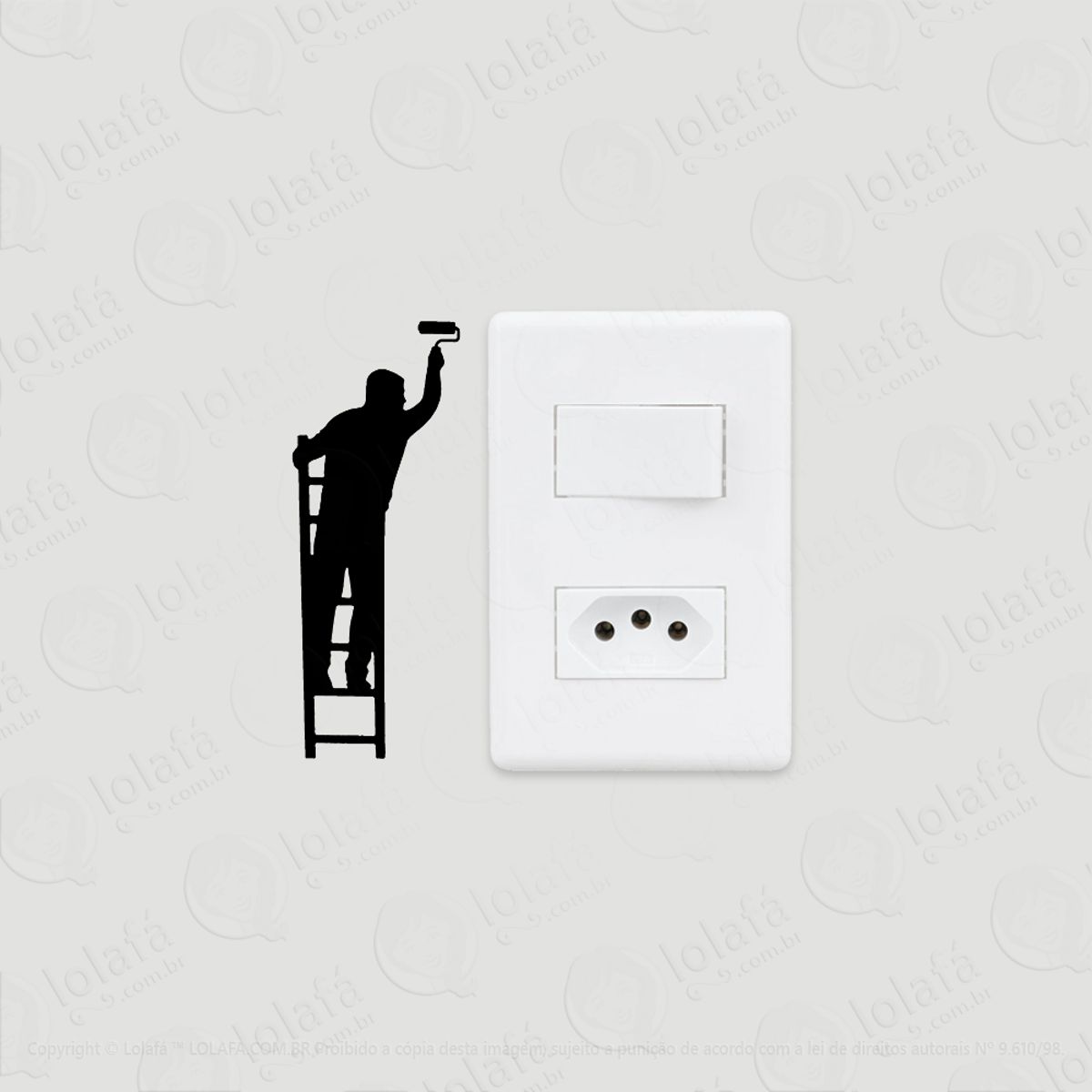2 Adesivos De Interruptor Luz E Tomada Pintor Na Escada Mod:128