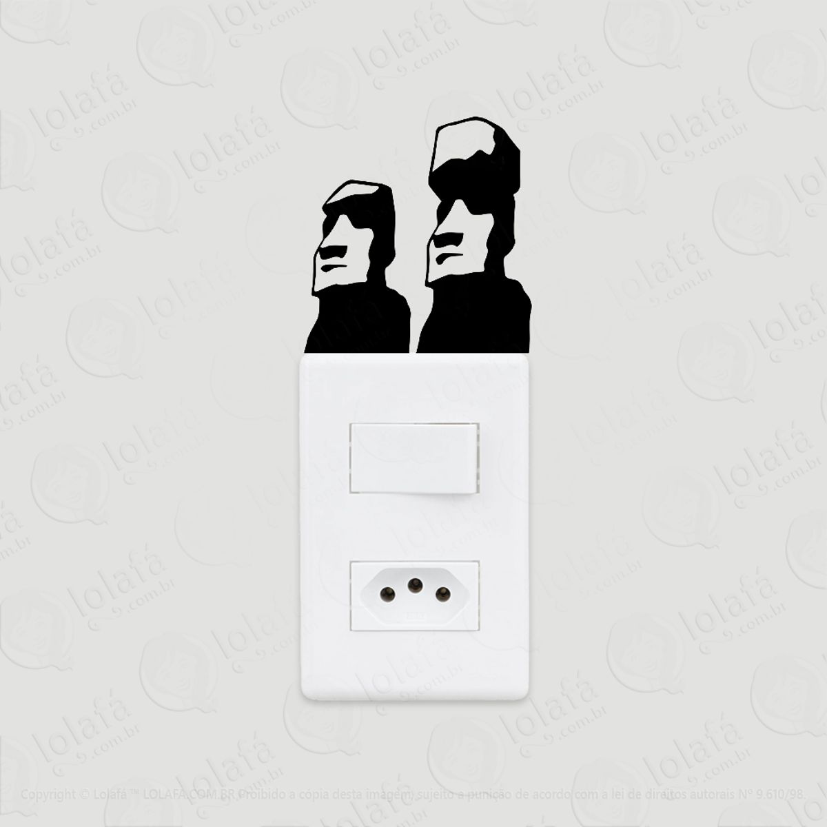 2 Adesivos De Interruptor Luz E Tomada Estatuas Cabeça Moai Mod:139