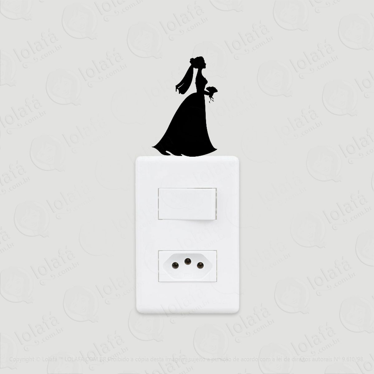 2 Adesivos Interruptor Luz Tomada Noiva Segurando Buquê Mod:142