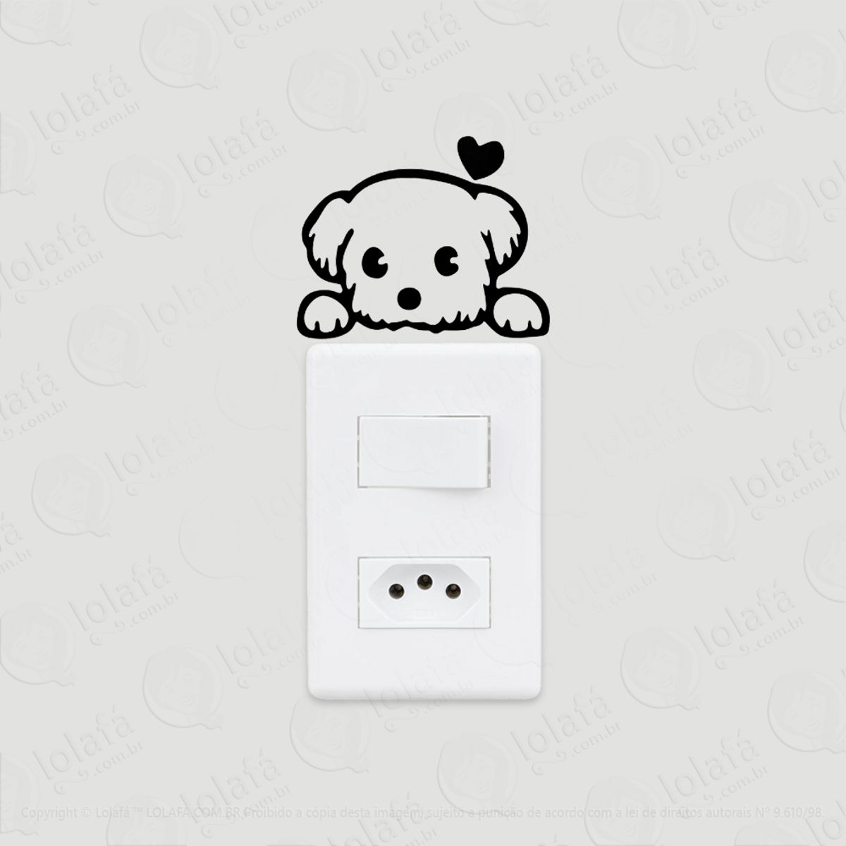 Adesivo Para Interruptor Cachorrinho Com Coração Amor Mod:150