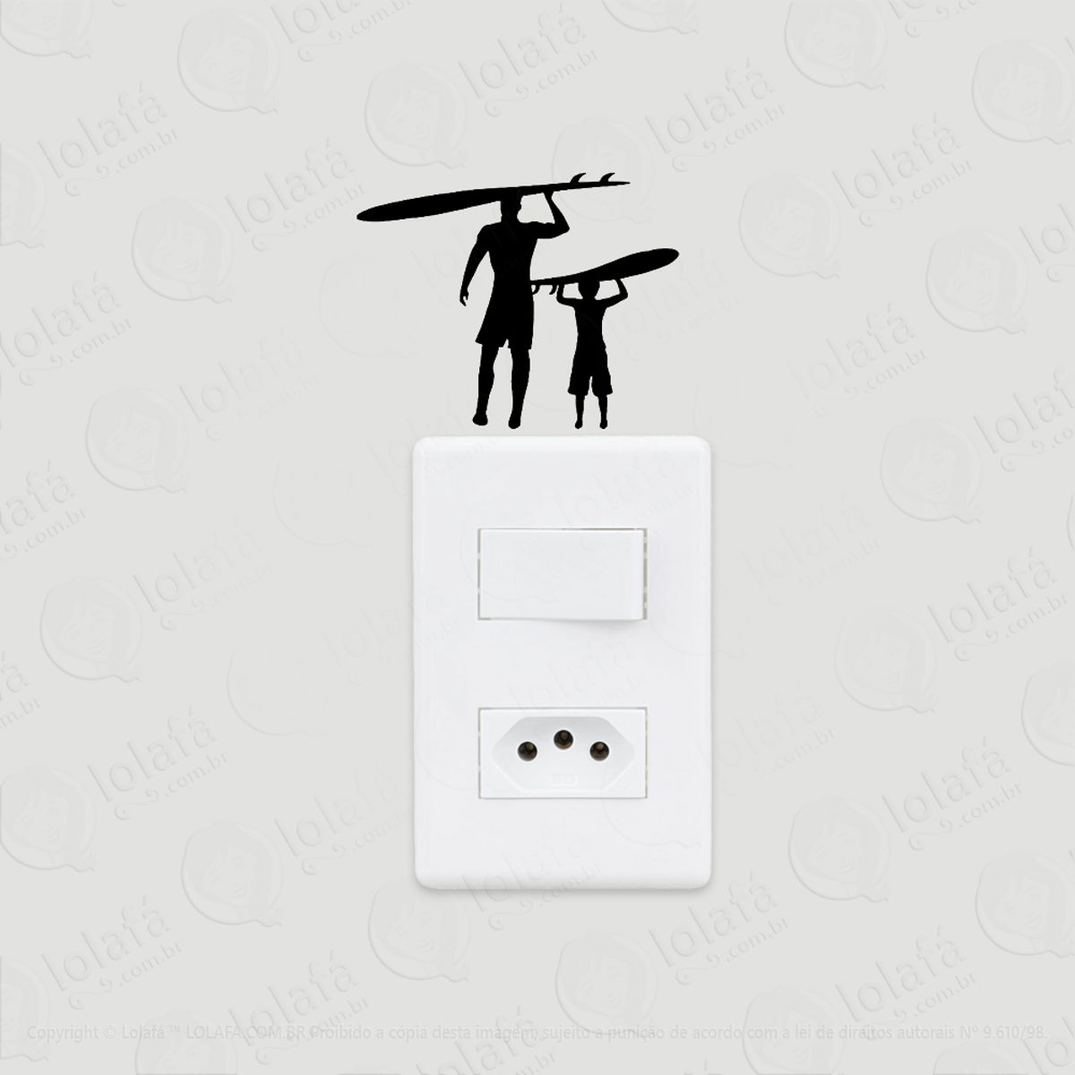 2 Adesivos De Interruptor Luz E Tomada Pai E Filho Surfistas Mod:155