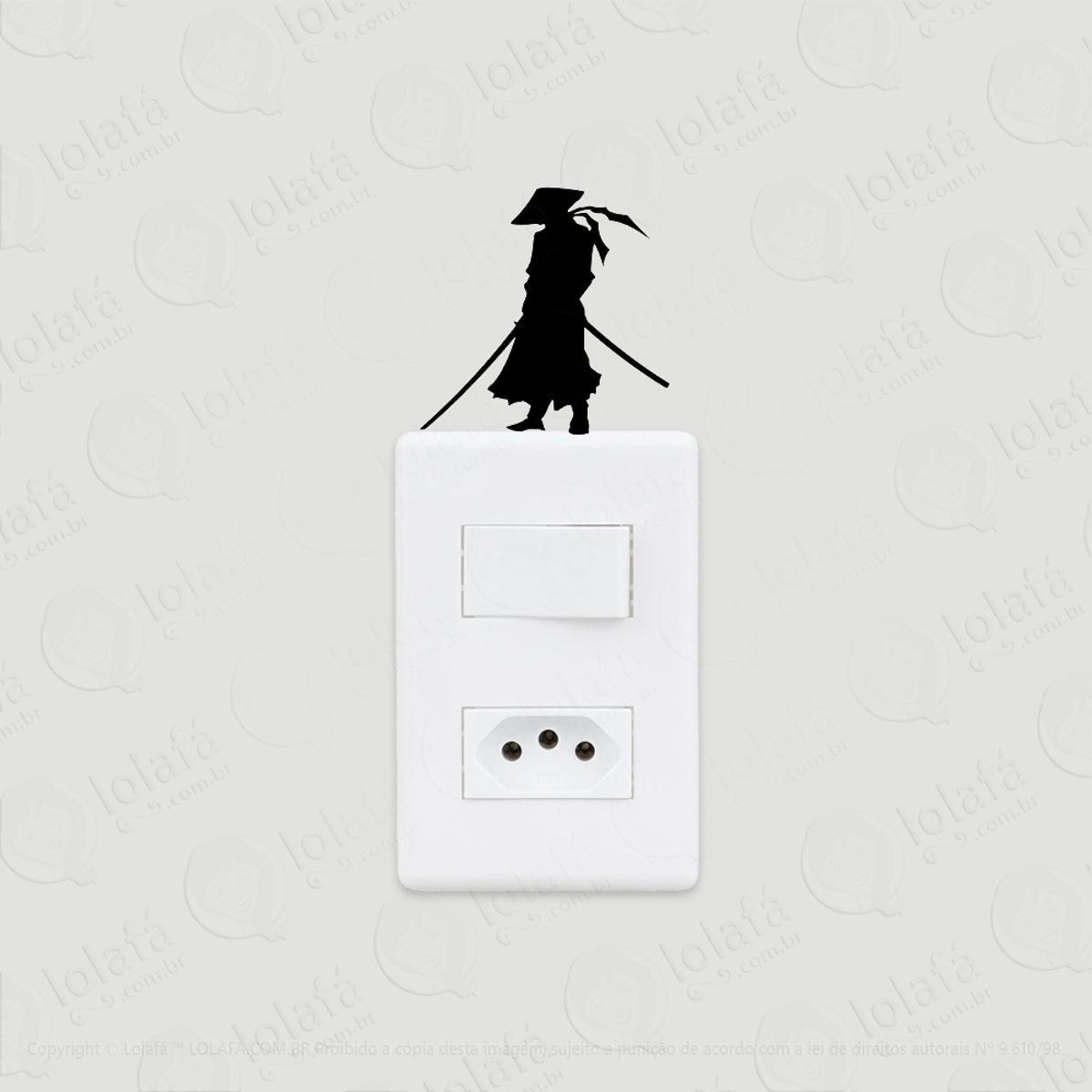 2 Adesivos De Interruptor Luz E Tomada Samurai Guerreiro Mod:164