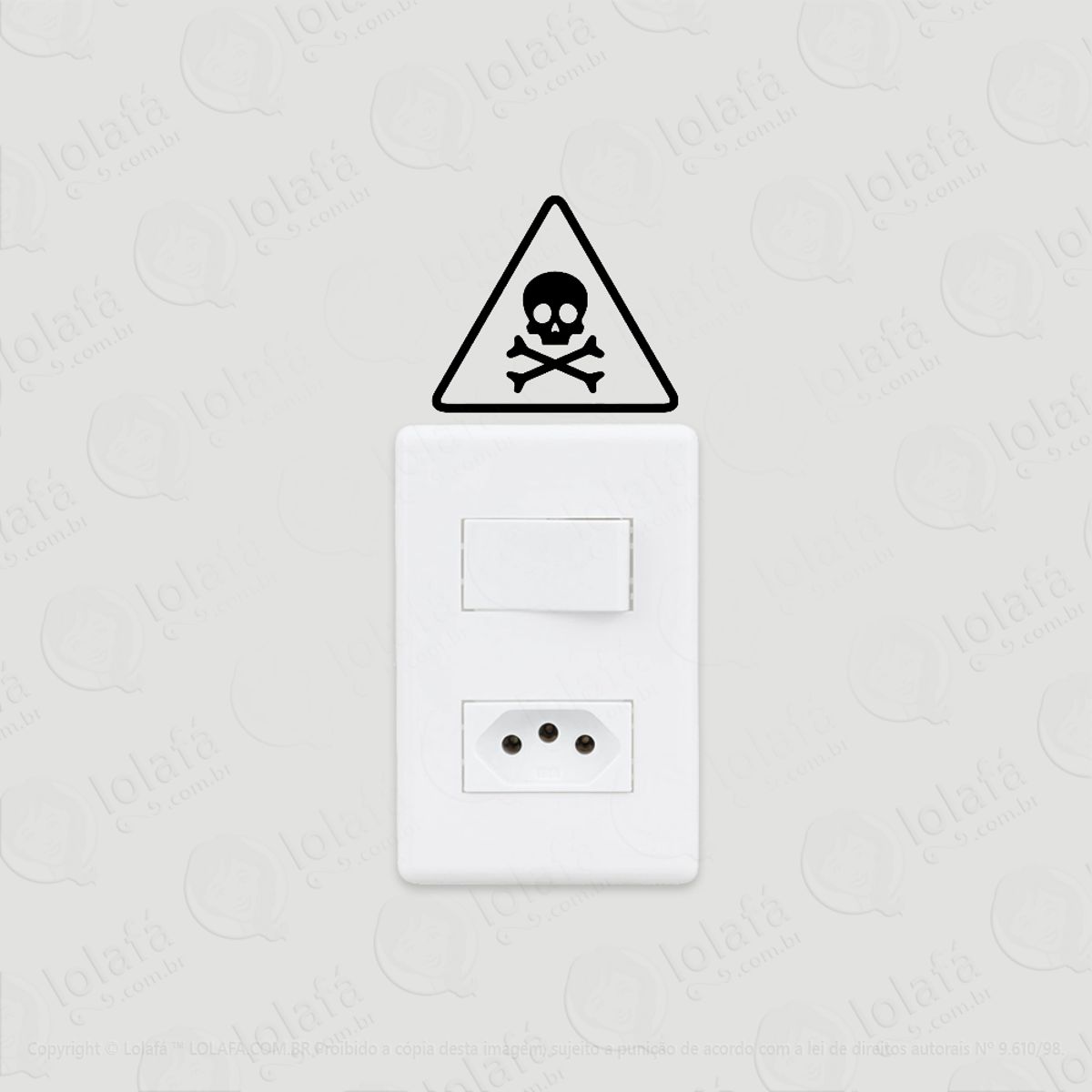 2 Adesivos De Interruptor Tomada Aviso Perigo Caveira Veneno Mod:165