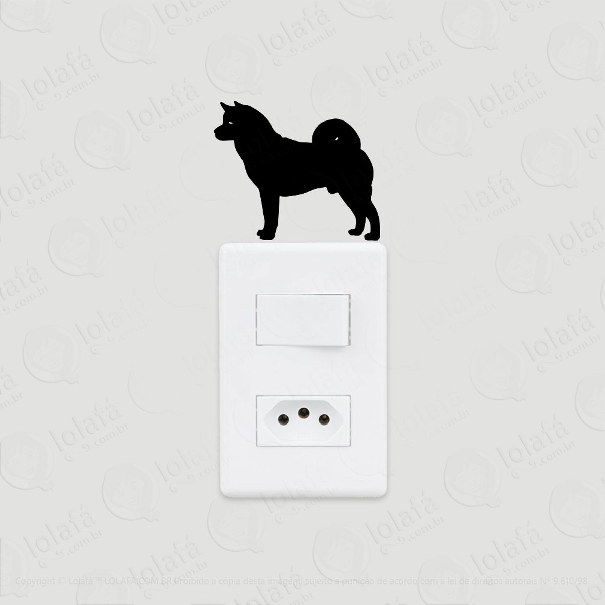 2 Adesivos De Interruptor Luz E Tomada Cachorro Akita Macho Mod:168