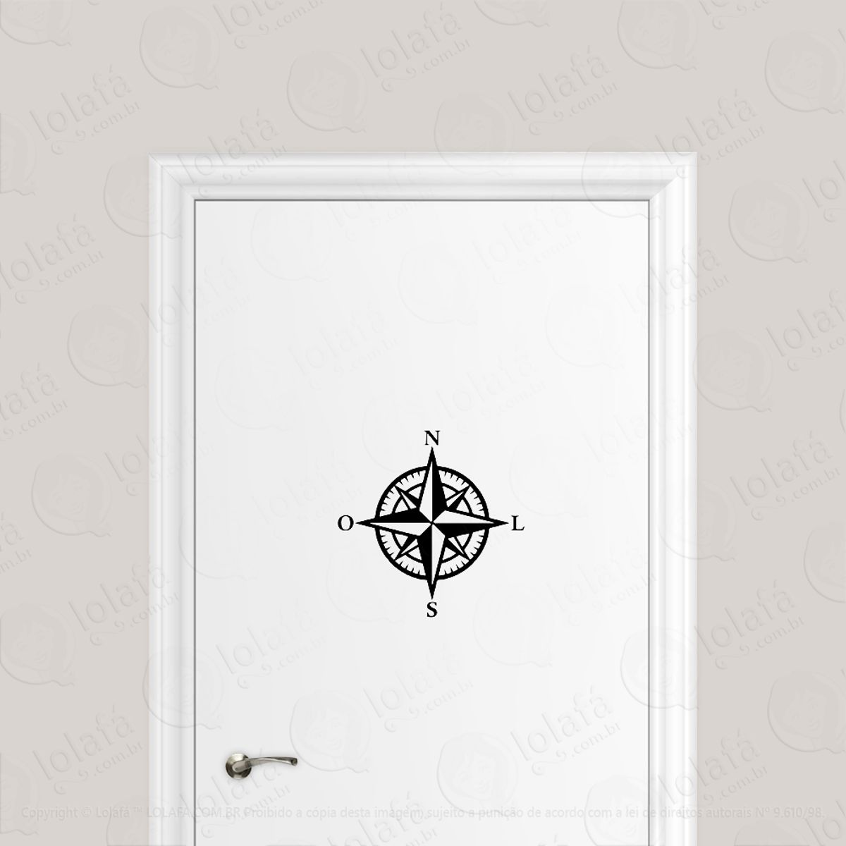 Adesivo Para Porta Rosa Dos Ventos Bússola Mod:217