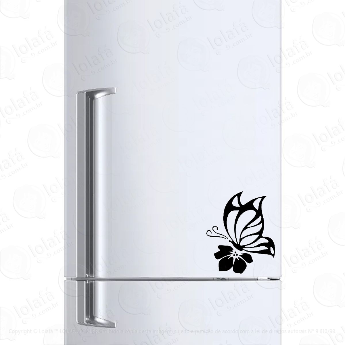 Adesivo Geladeira Frigobar Cervejeira Flor E Borboleta Decal Mod:227