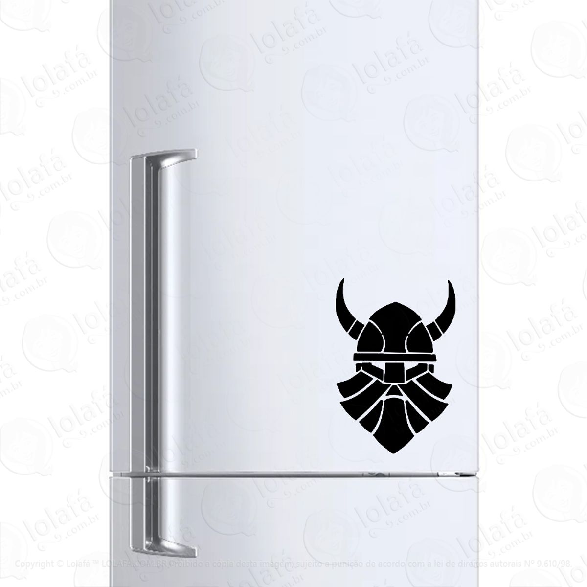Adesivo Para Geladeira Viking Capacete Rosto Mod:230