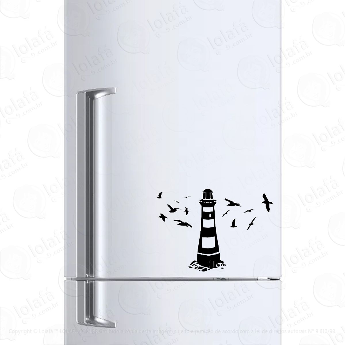 Adesivo Para Geladeira Farol Ilha Gaivotas Lighthouse Mod:241