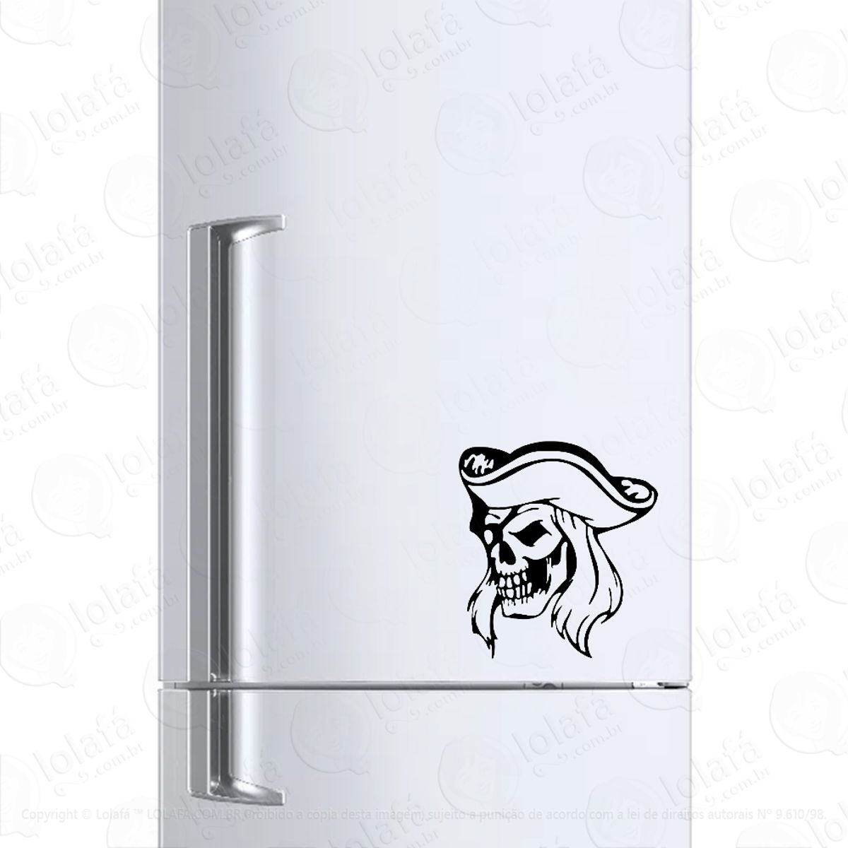 Adesivo Para Geladeira Caveira Pirata Monstro Mod:303