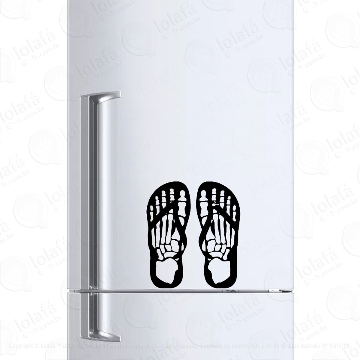 Adesivo Para Geladeira Pé De Caveira Humana Calçando Chinelo Mod:349