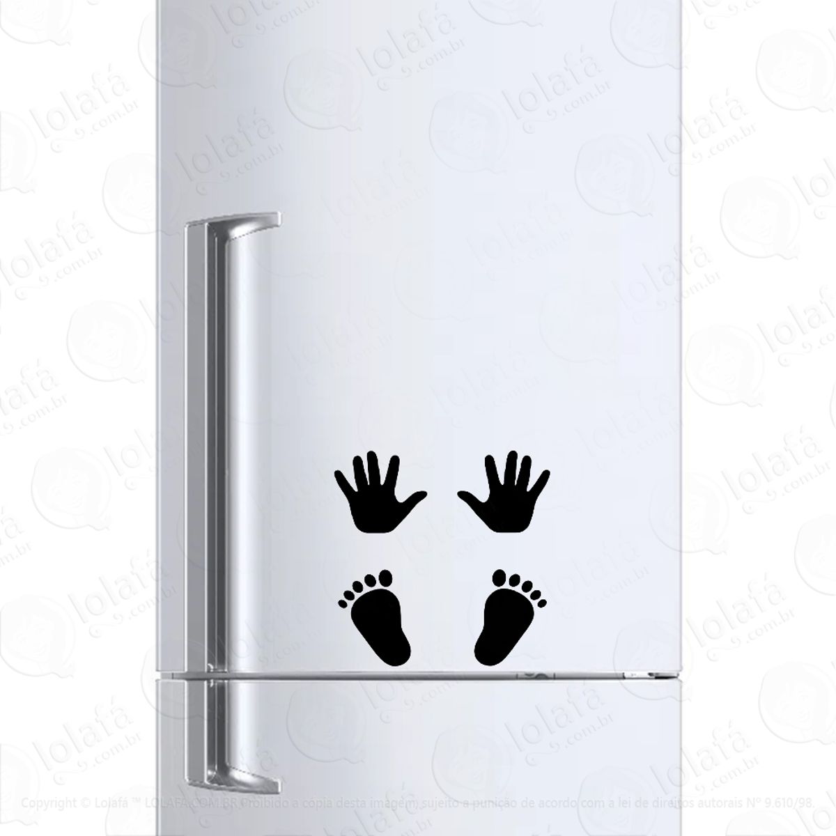 Adesivo Para Geladeira Mãos E Pegadas De Pés Humanos Mod:352