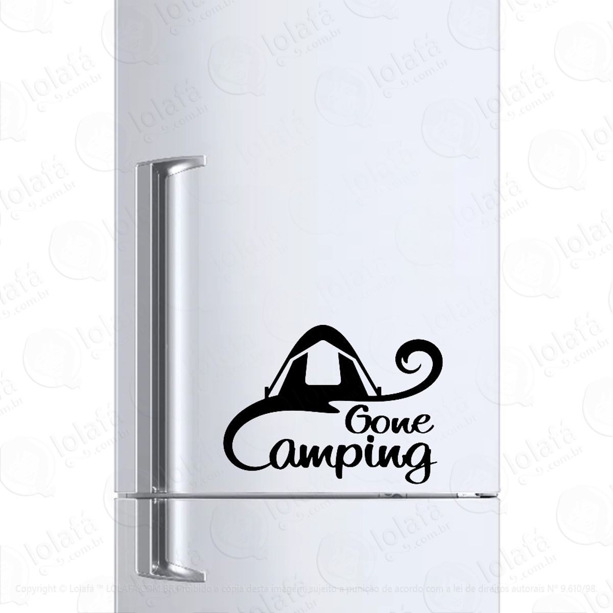 Adesivo Para Geladeira Fui Acampar Gone Camping Acampamento Mod:374