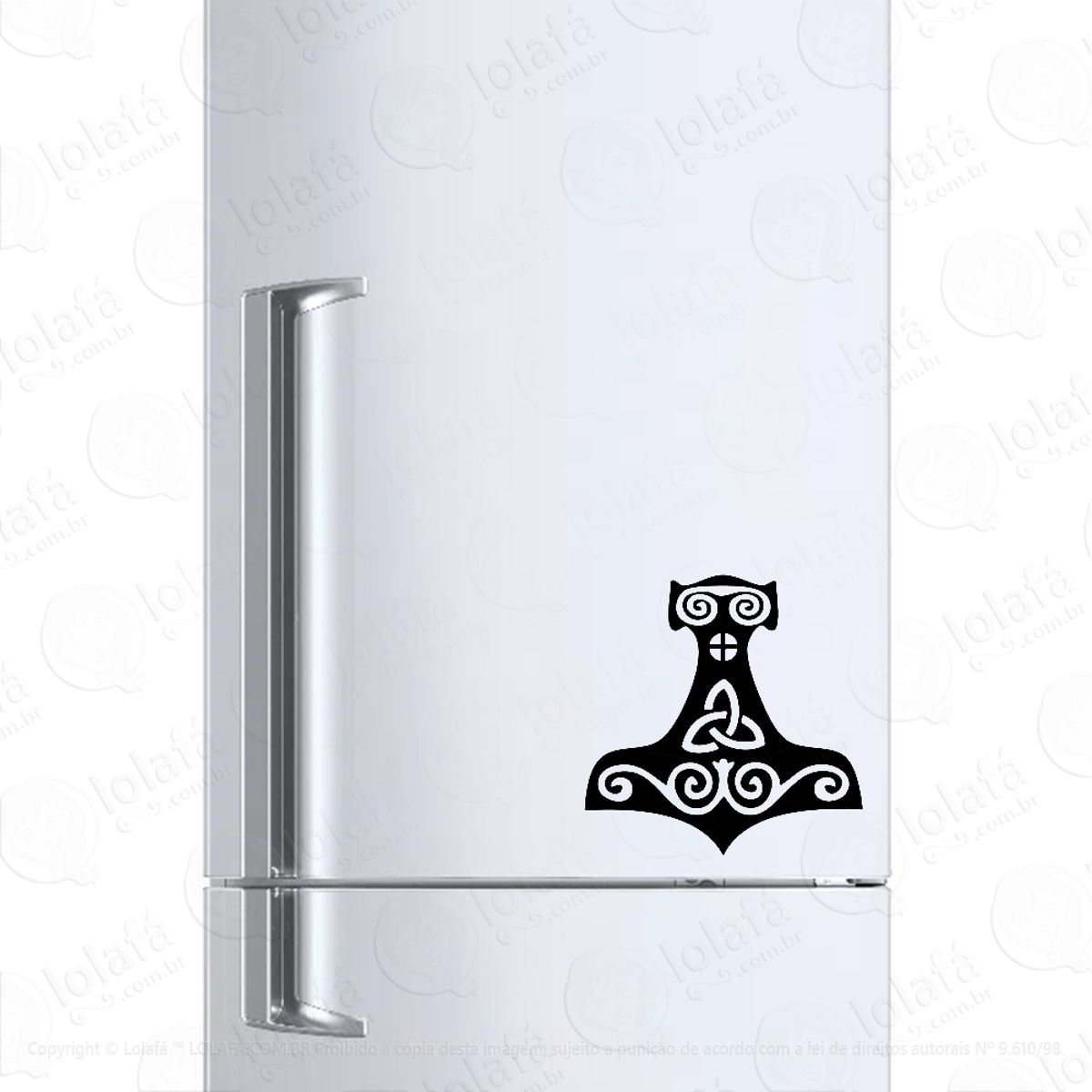 Adesivo Para Geladeira Nordico Viking Mjolnir Martelo Thor Mod:432
