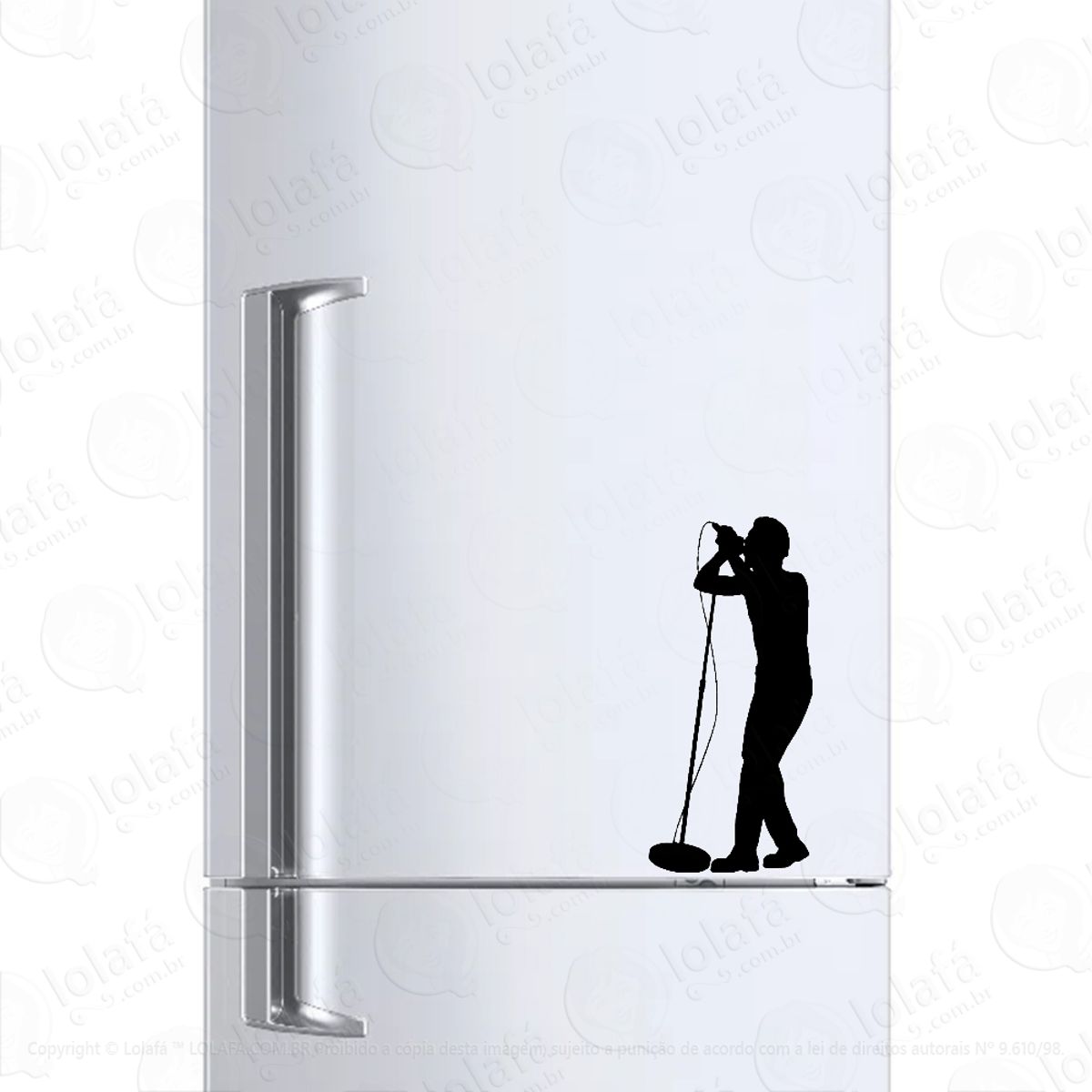 Adesivo Para Geladeira Cantor Microfone Pedestal Mod:495
