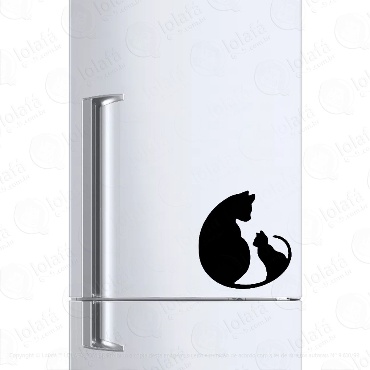 Adesivo Para Geladeira Gato E Gatinho Mod:508