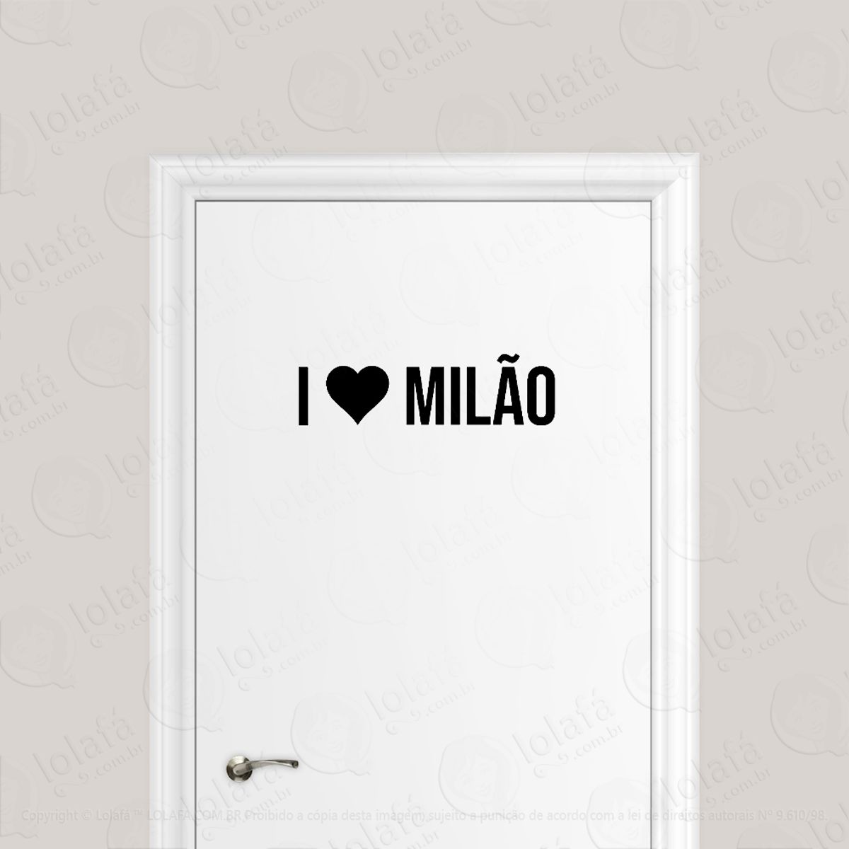 Adesivo Para Porta Eu Amo Milão I Love Milão Mod:585