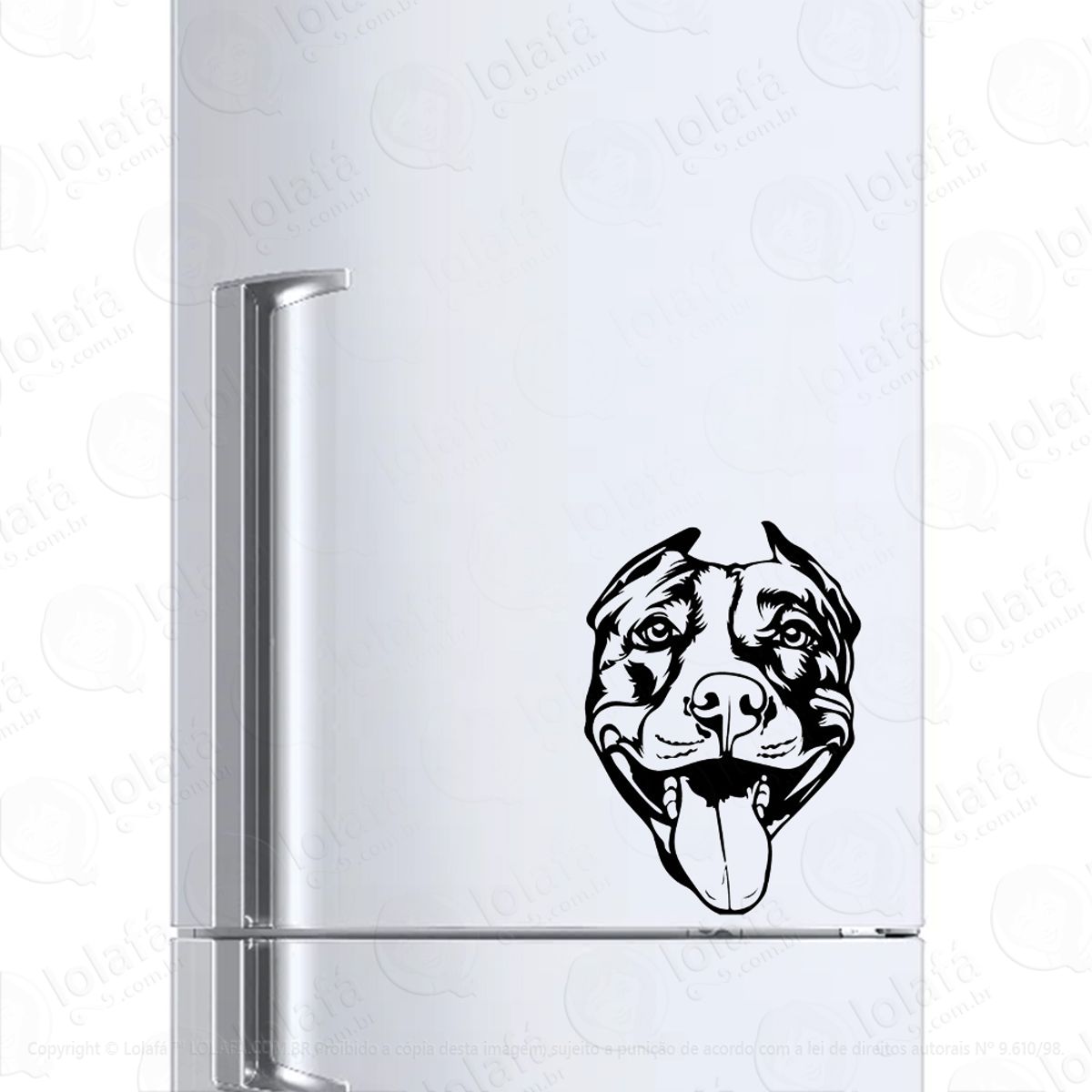Adesivo Para Geladeira Cachorro Pitbull Alegre Feliz Mod:602