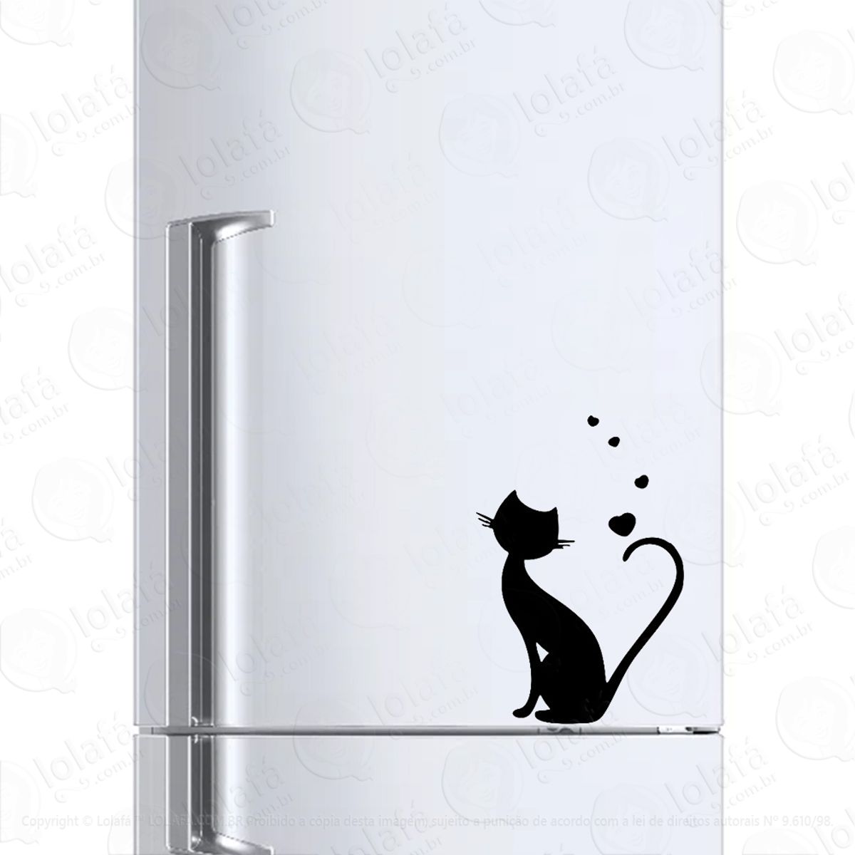 Adesivo Para Geladeira Silhueta De Gato Amor Por Gatos Mod:604