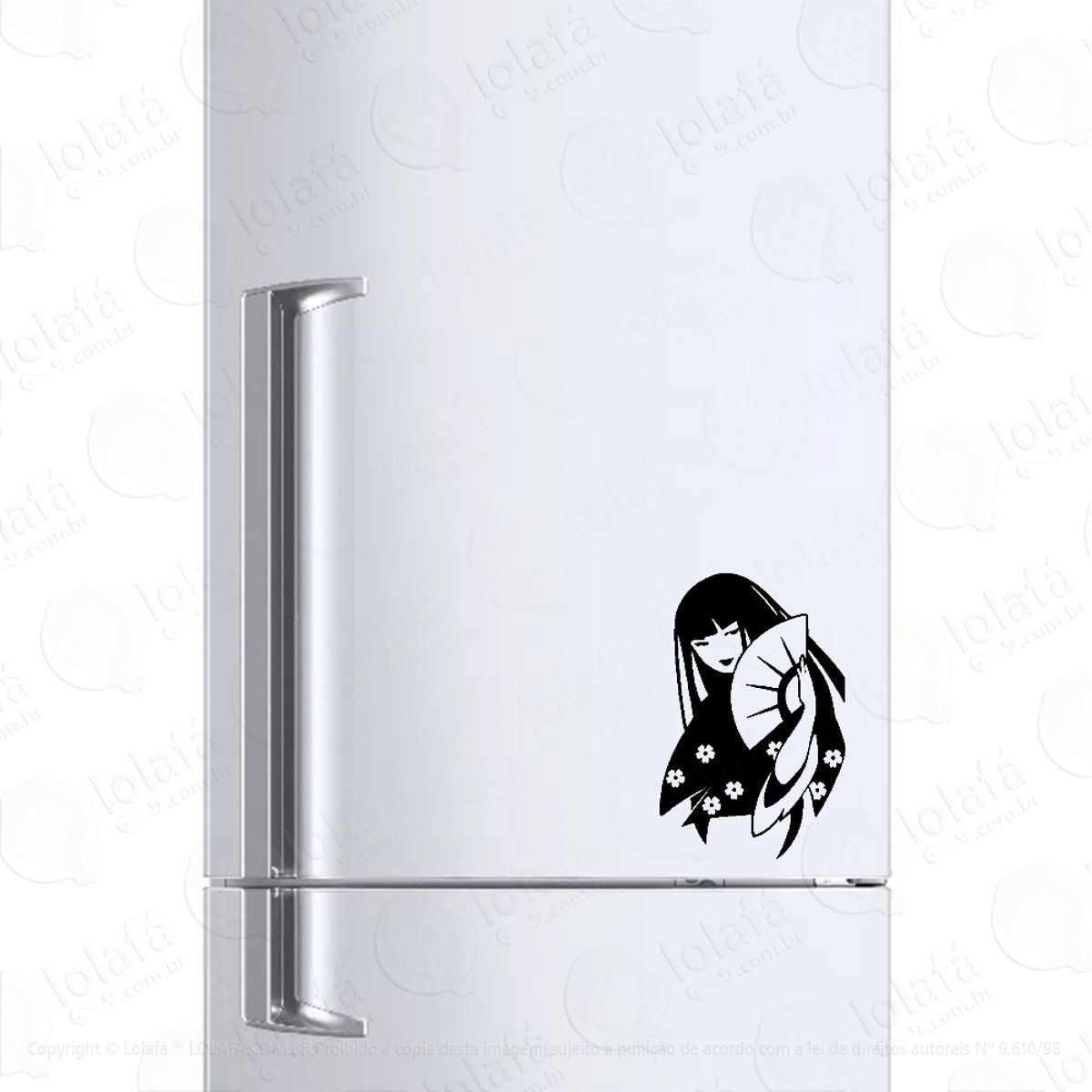 Adesivo Para Geladeira Mulher Japonesa Kimono Mod:640
