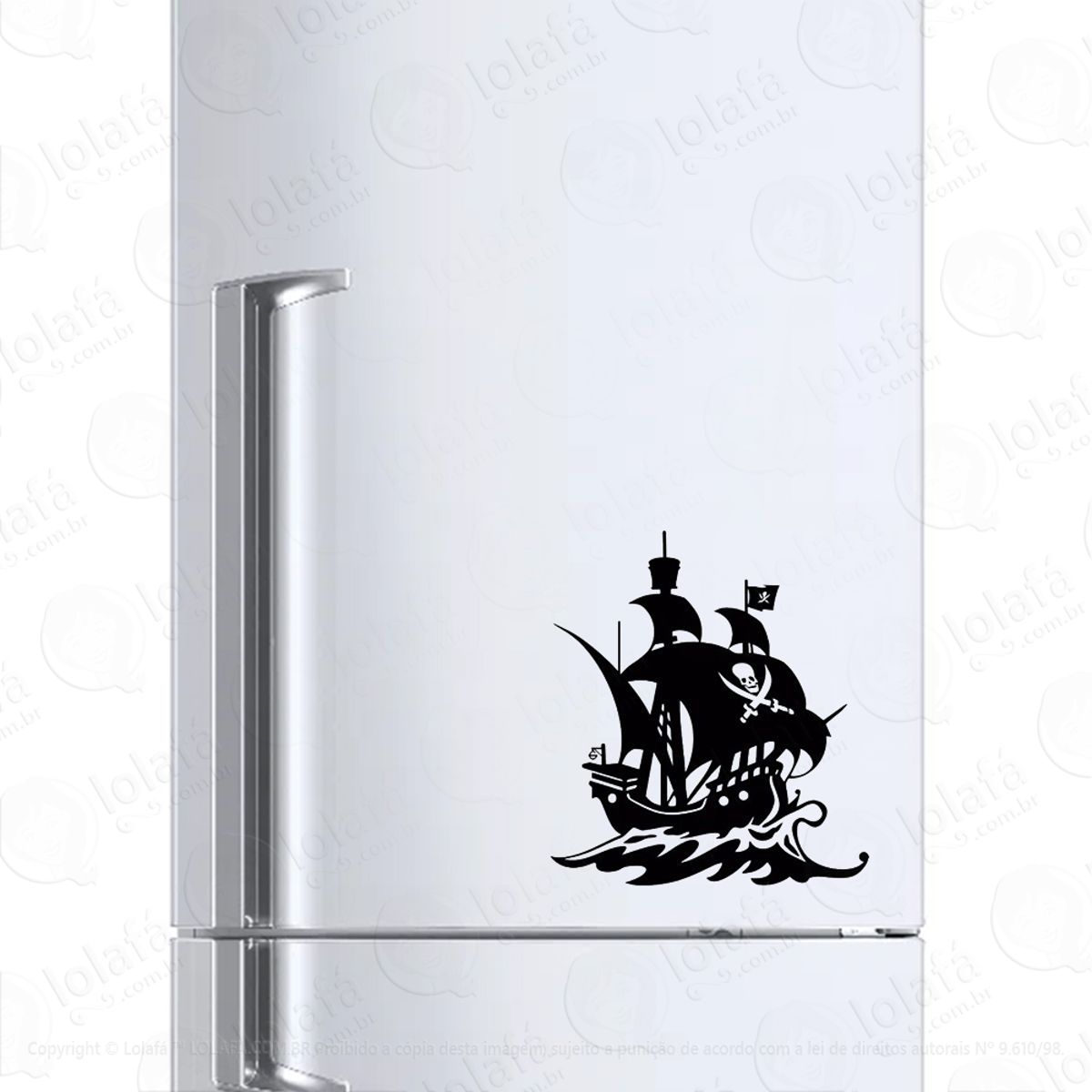 Adesivo Geladeira Frigobar Cervejeira Navio Pirata Barco Mod:696