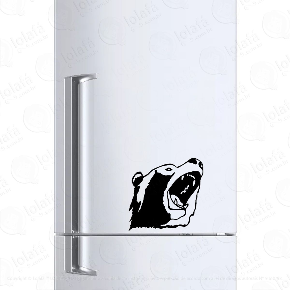 Adesivo Para Geladeira Urso Pardo Rugindo Mod:701