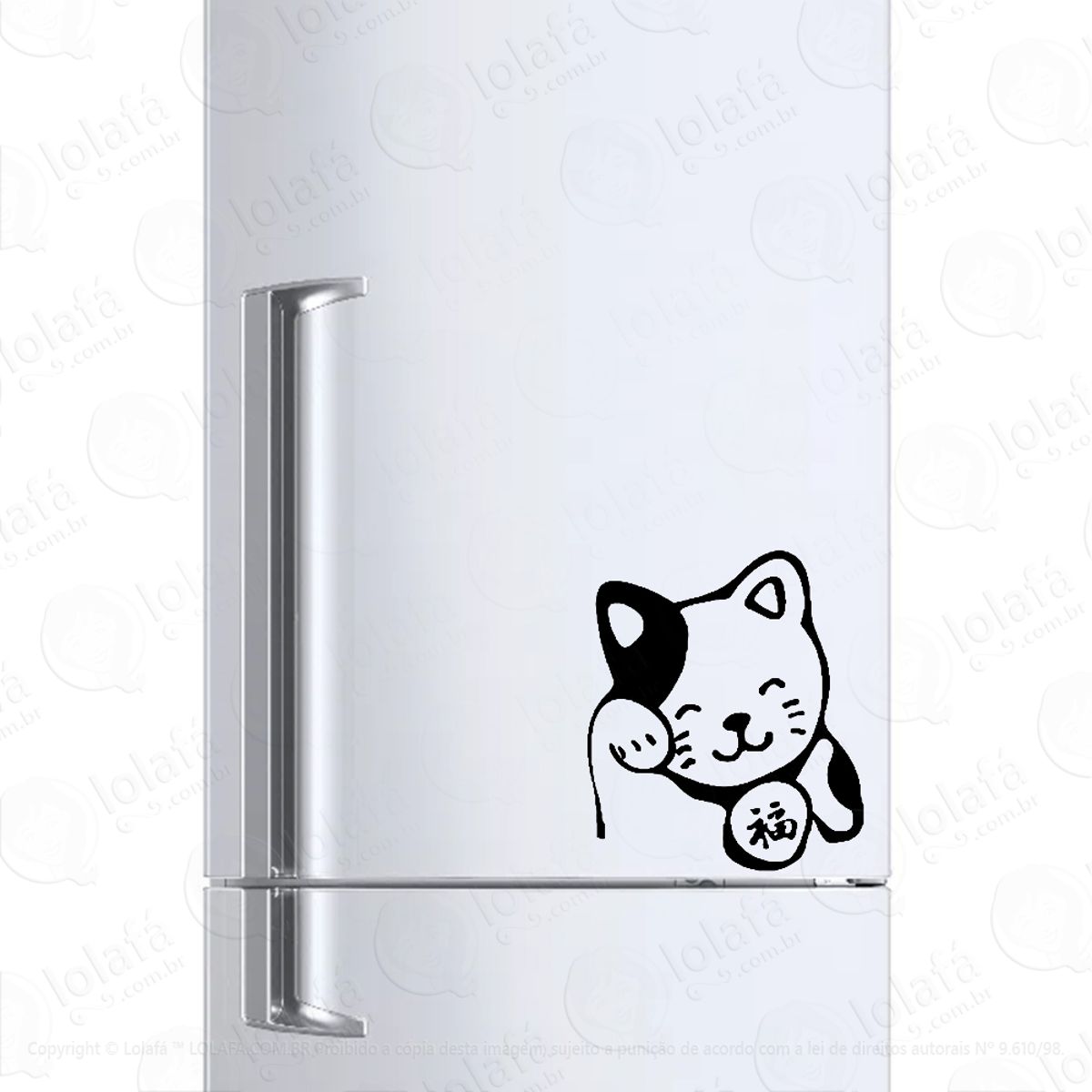 Adesivo Para Geladeira Maneki Neko Gato Da Sorte Mod:711