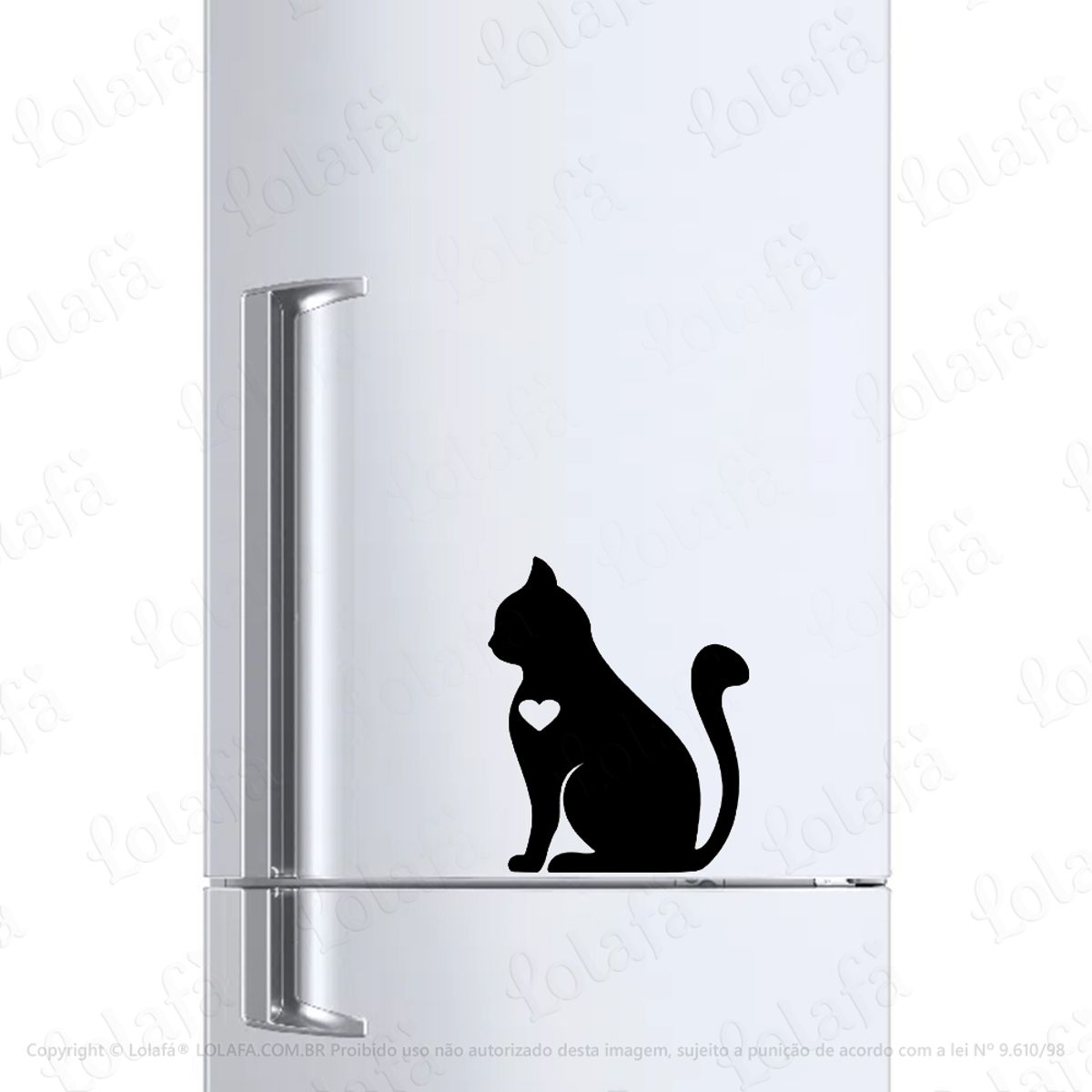 Adesivo Geladeira Cervejeira Coração De Gato Felino Amor Mod:734