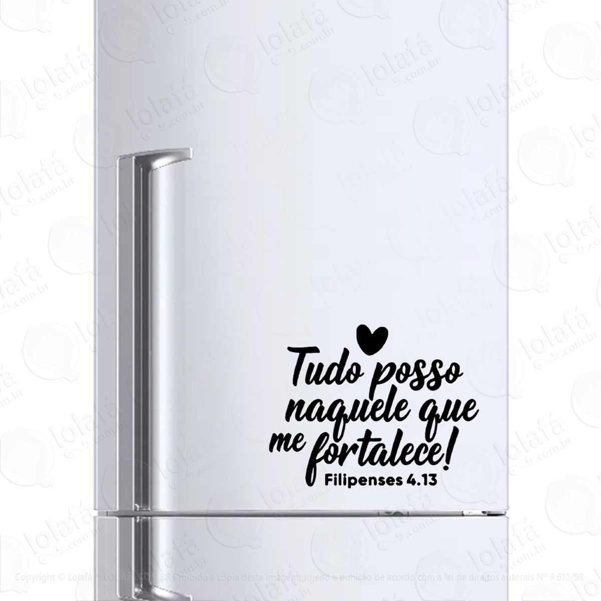 Adesivo Geladeira Cervejeira Frase Bíblica Deus Tudo Posso Mod:743