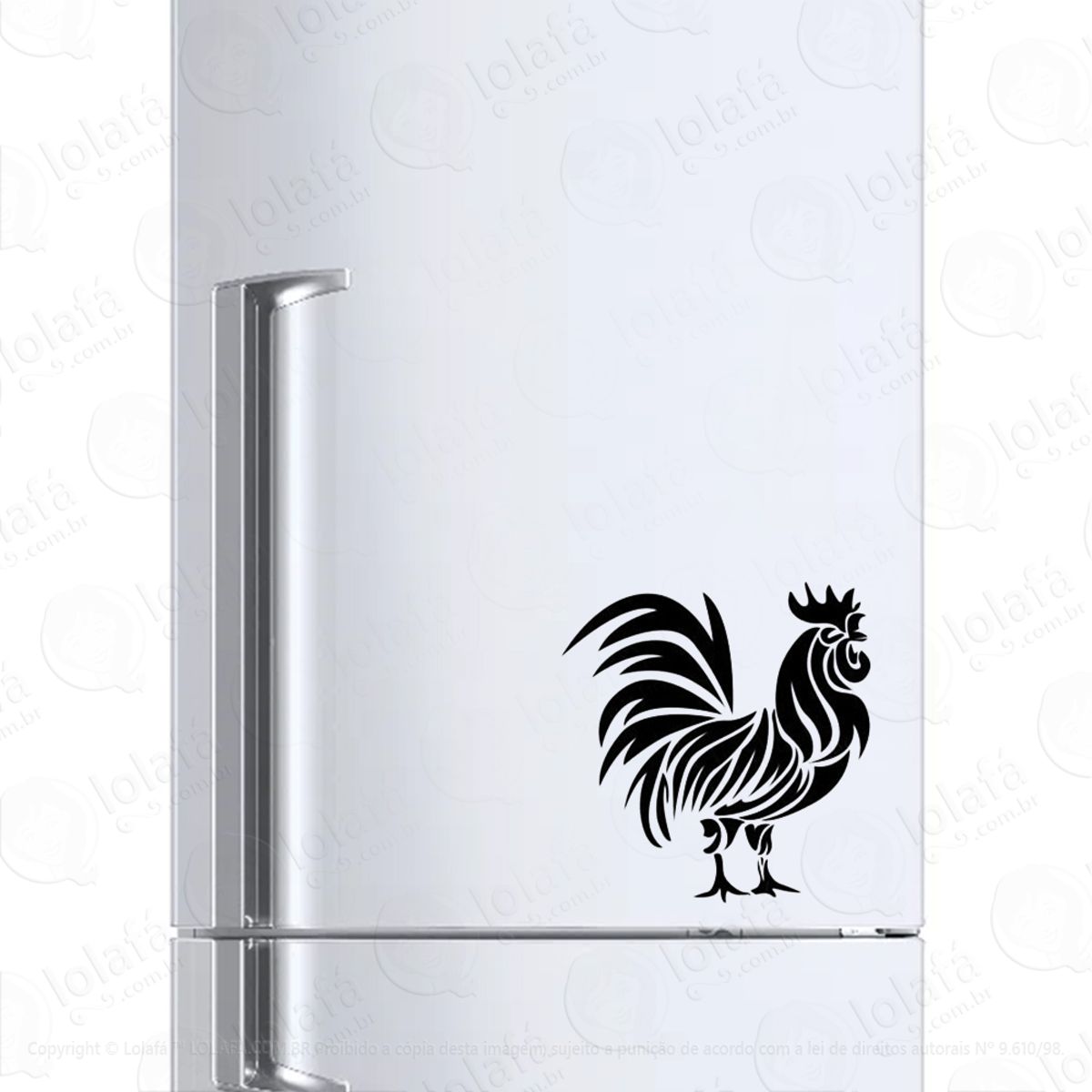 Adesivo Geladeira Frigobar Cervejeira Galo Animal Tribal Mod:748