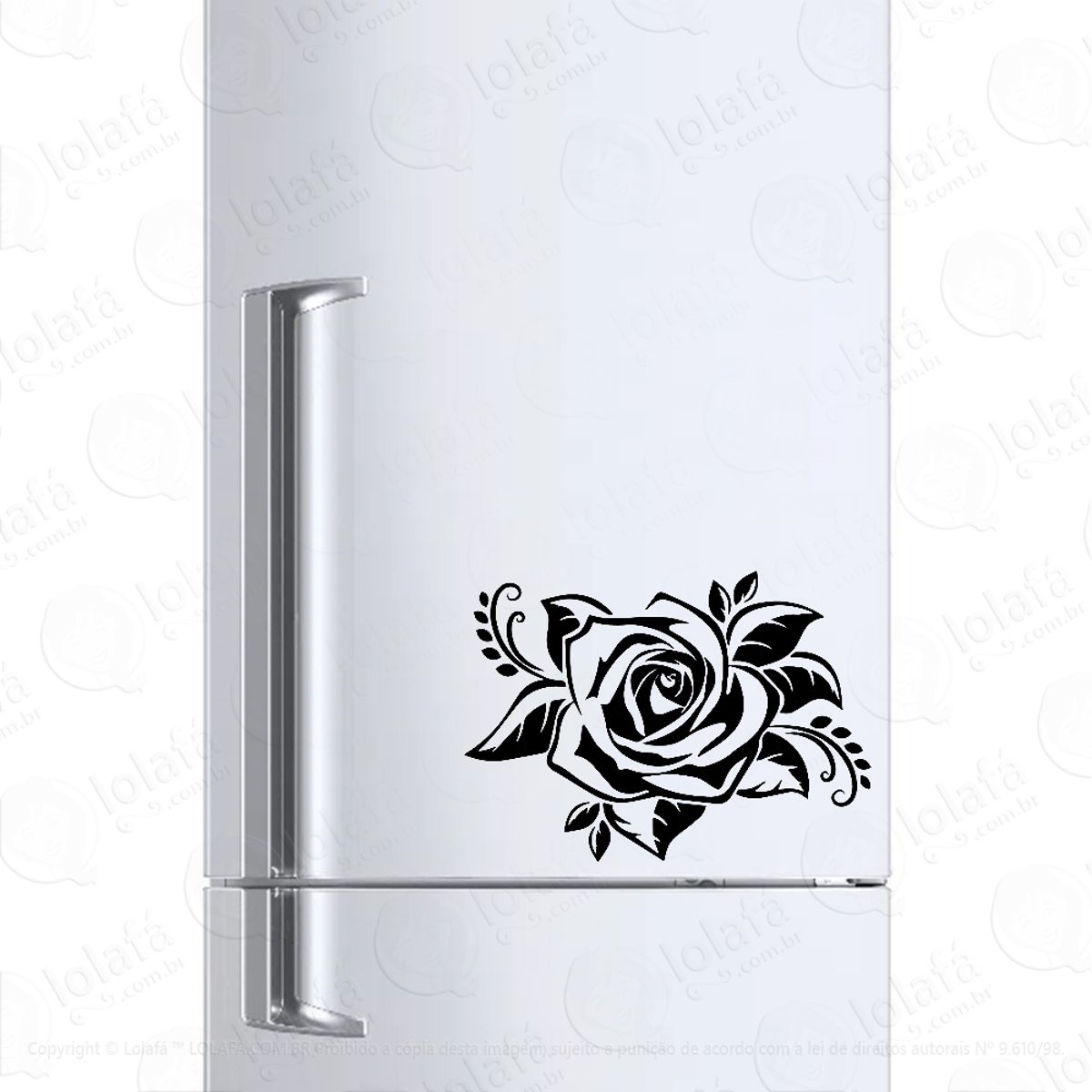 Adesivo Geladeira Frigobar Cervejeira Flor De Roseira - Rosa Mod:810
