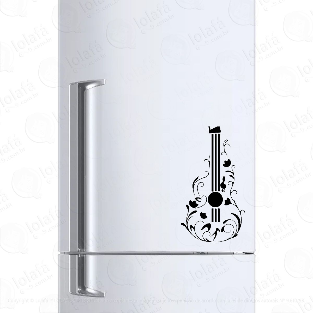 Adesivo Para Geladeira Violão De Flores Mod:865