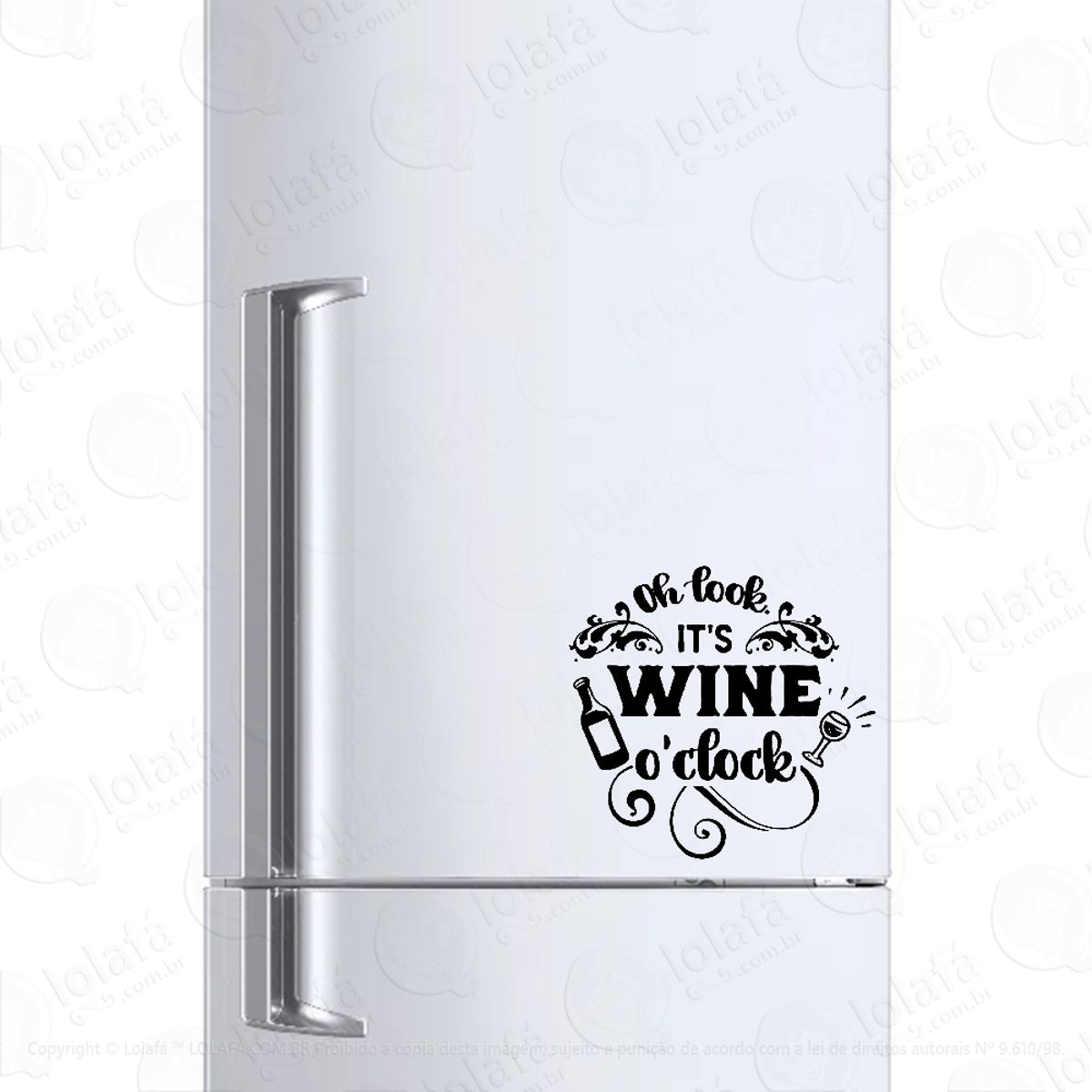 Adesivo Para Geladeira Olha! É Hora Do Vinho Mod:955