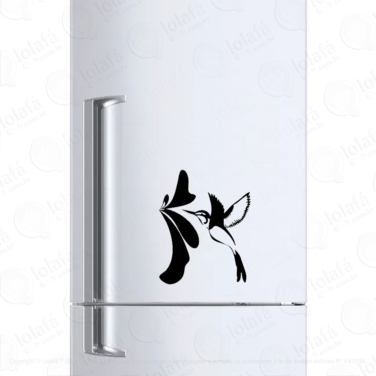 Adesivo Para Geladeira Beija-flor Na Flor Mod:974